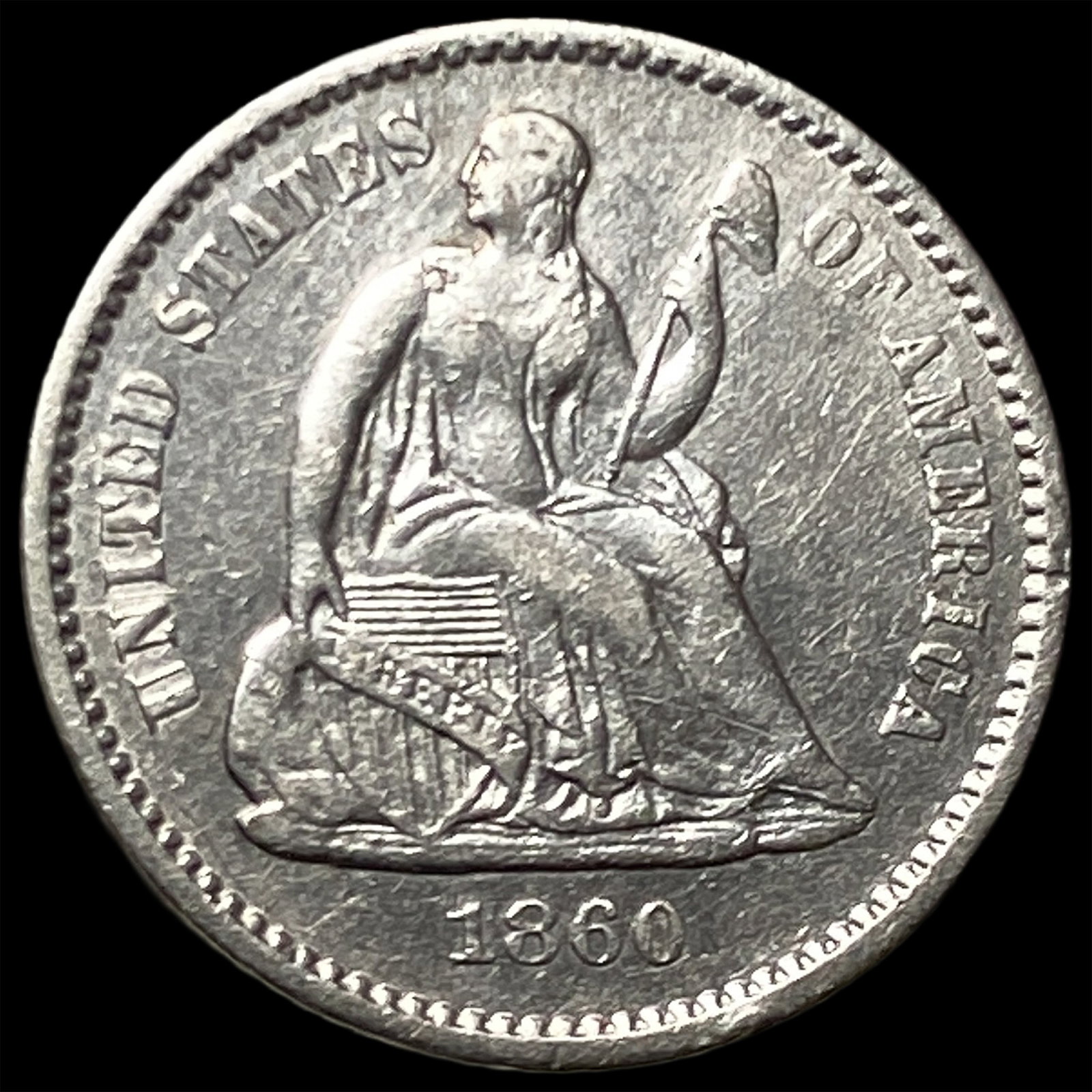 1860 Silver Half Dime CLOSELY UNCIRCULATED: 1860 Silver Half Dime CLOSELY UNCIRCULATED
