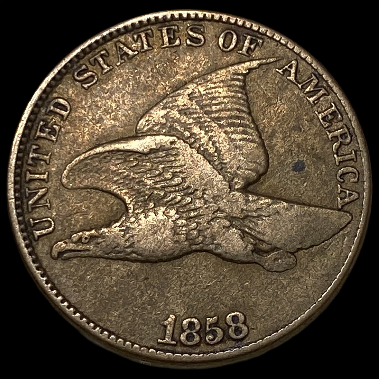 1858 Copper-Nickel Flying Eagle Cent NEARLY UNCIRCULATED: 1858 Copper-Nickel Flying Eagle Cent NEARLY UNCIRCULATED
