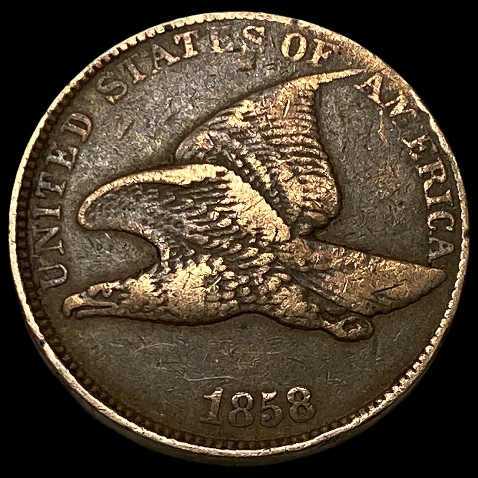 1858 Copper-Nickel Flying Eagle Cent ABOUT UNCIRCULATED: 1858 Copper-Nickel Flying Eagle Cent ABOUT UNCIRCULATED