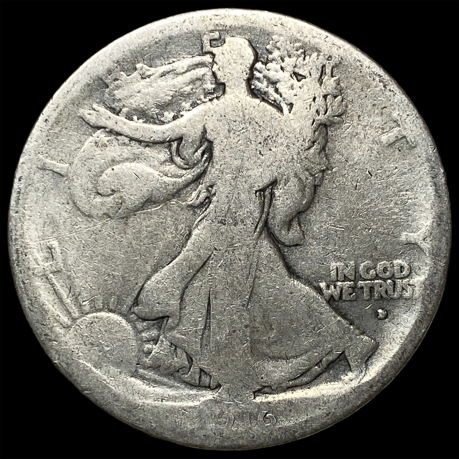 1916-D Silver Walking Liberty Half Dollar NICELY CIRCULATED: 1916-D Silver Walking Liberty Half Dollar NICELY CIRCULATED
