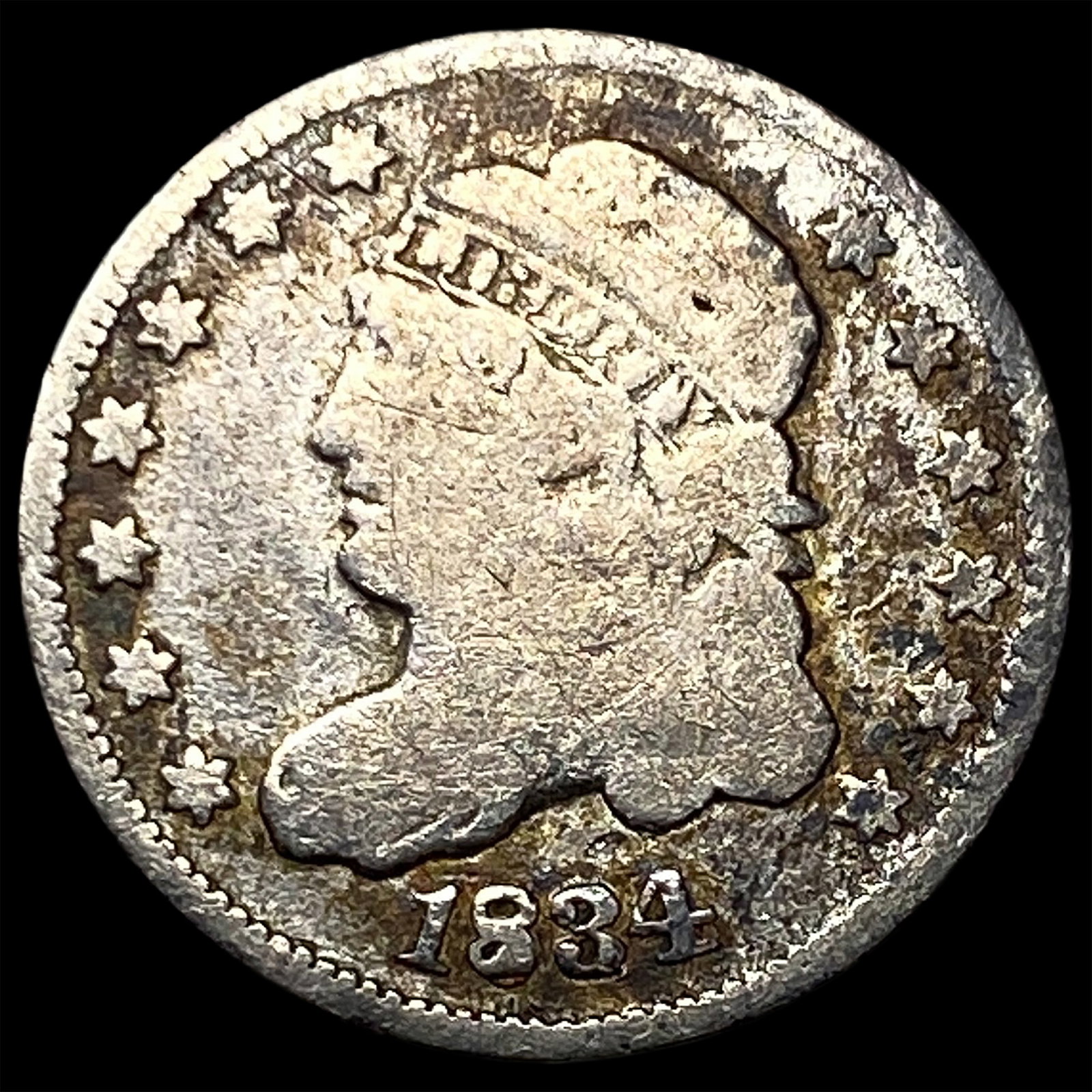 1834 Capped Bust Silver Half Dime LIGHTLY CIRCULATED: 1834 Capped Bust Silver Half Dime LIGHTLY CIRCULATED