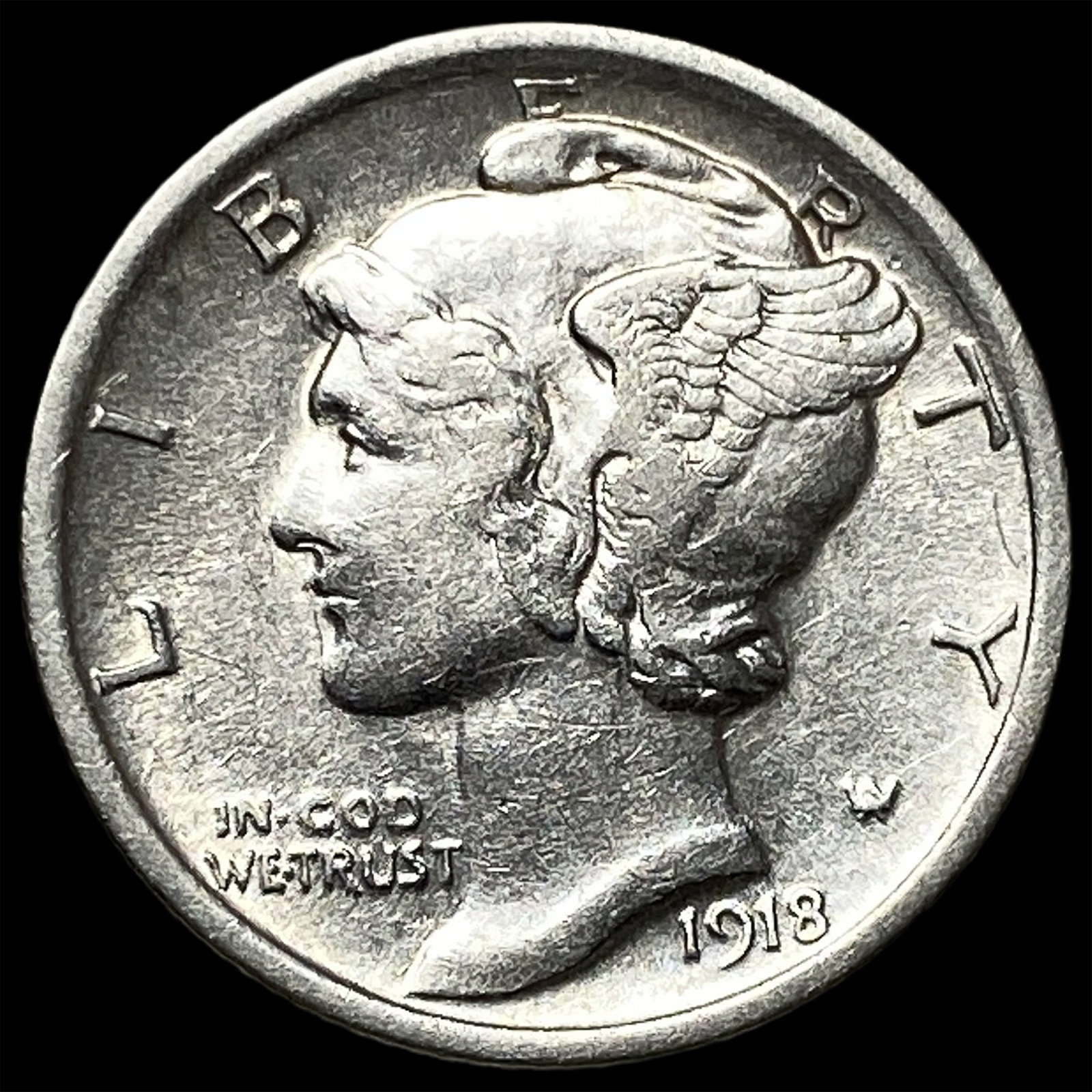 1918 Silver Mercury Dime CLOSELY UNCIRCULATED: 1918 Silver Mercury Dime CLOSELY UNCIRCULATED