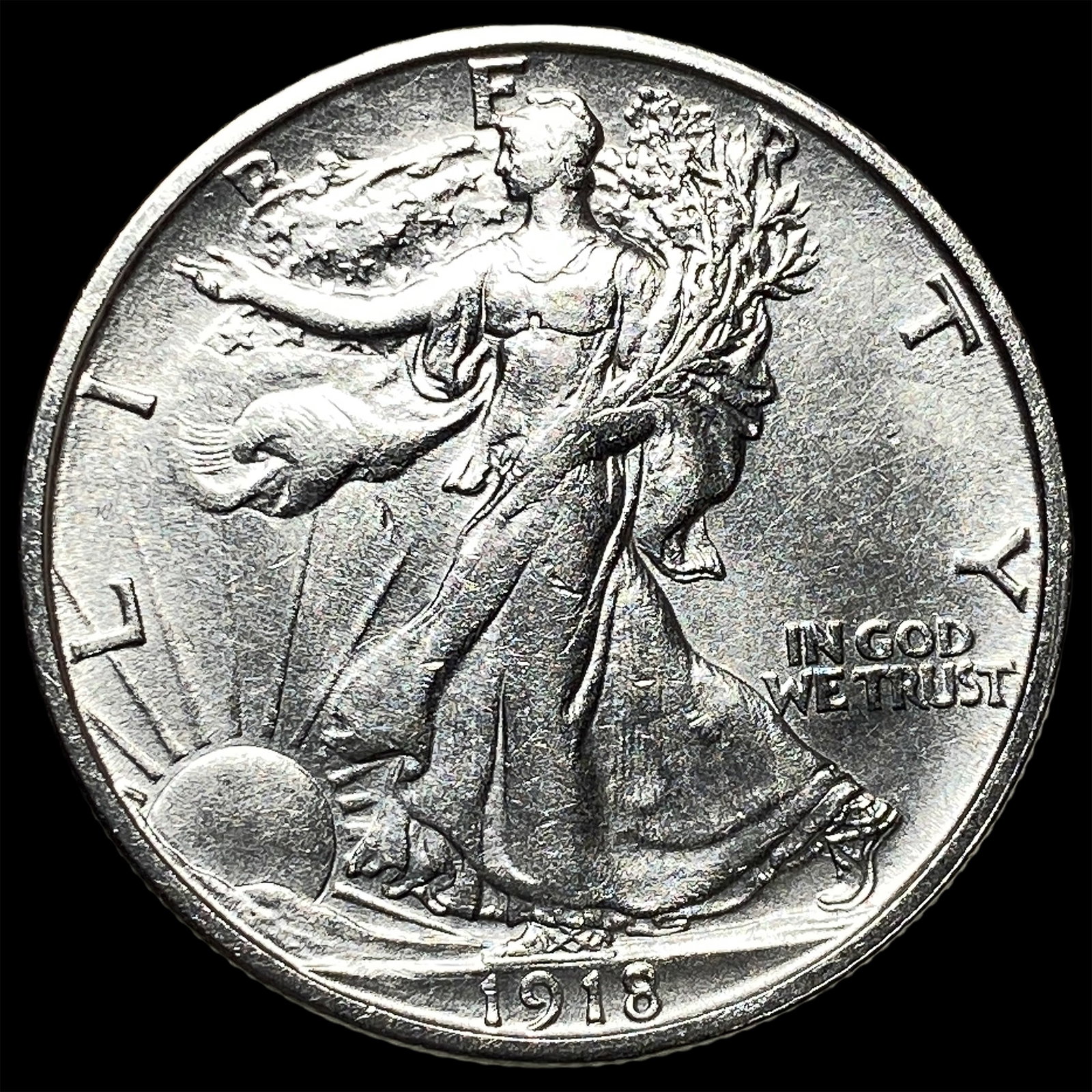 1918-S Silver Walking Liberty Half Dollar CHOICE AU: 1918-S Silver Walking Liberty Half Dollar CHOICE AU