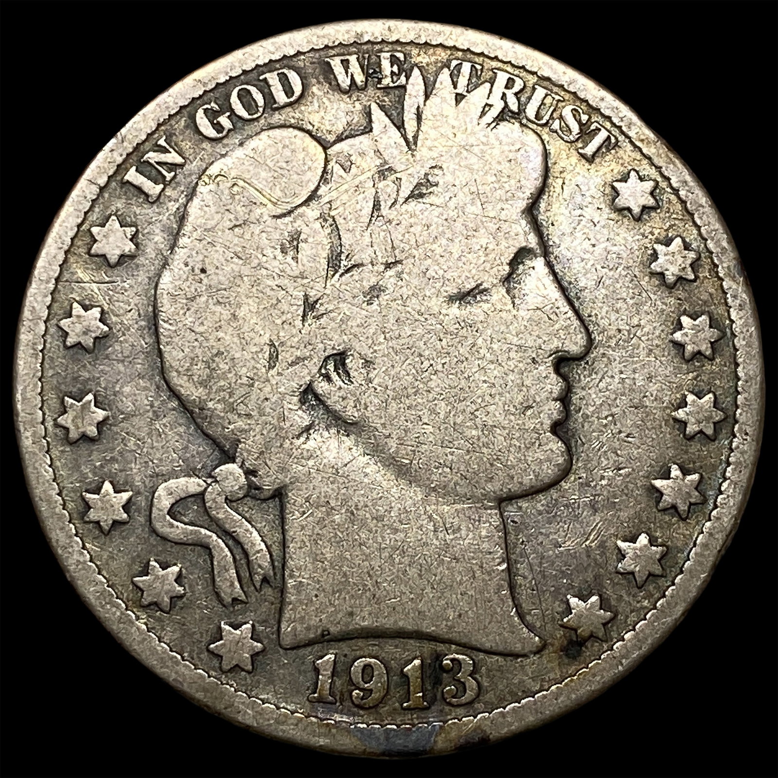 1913 Silver Half Dollar (Barber) LIGHTLY CIRCULATED: 1913 Silver Half Dollar (Barber) LIGHTLY CIRCULATED