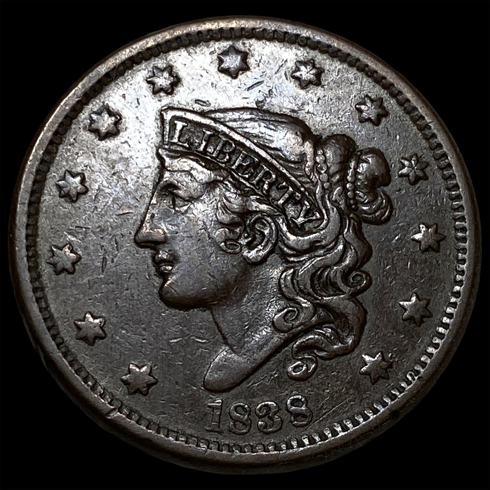 1838 Braided Hair Large Cent NEARLY UNCIRCULATED: 1838 Braided Hair Large Cent NEARLY UNCIRCULATED
