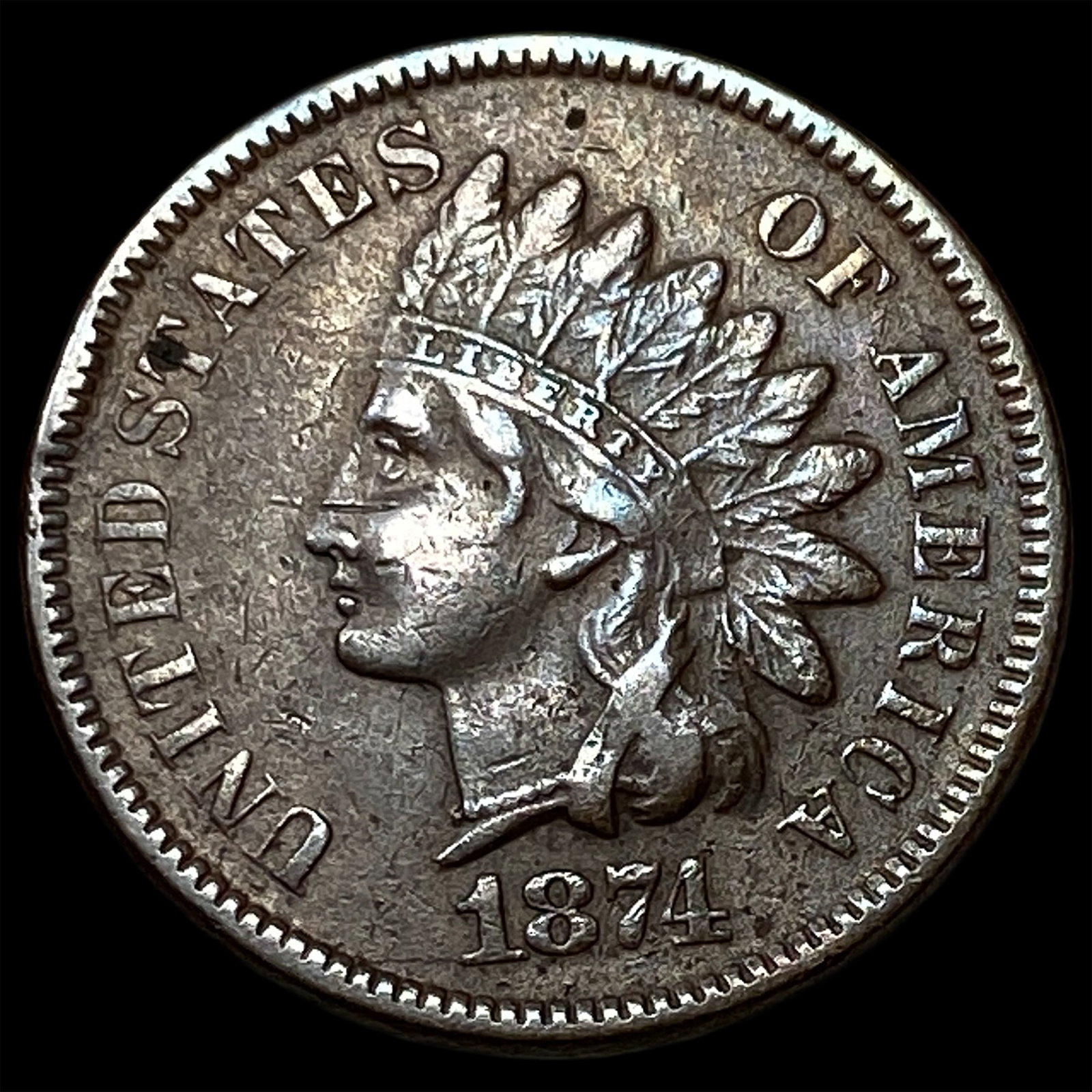 1874 Indian Head Cent CLOSELY UNCIRCULATED: 1874 Indian Head Cent CLOSELY UNCIRCULATED
