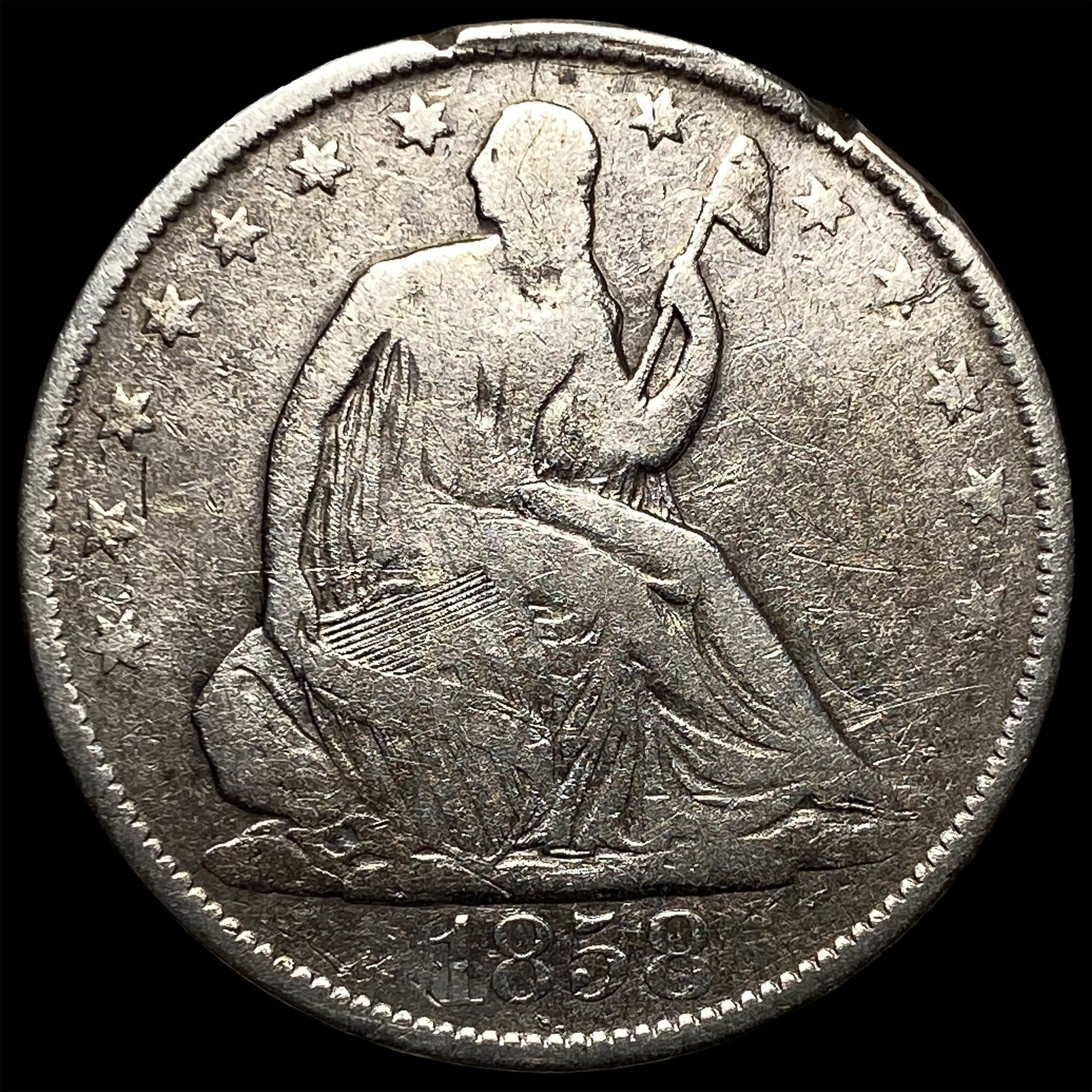 1858-O Silver Half Dollar NEARLY UNCIRCULATED: 1858-O Silver Half Dollar NEARLY UNCIRCULATED