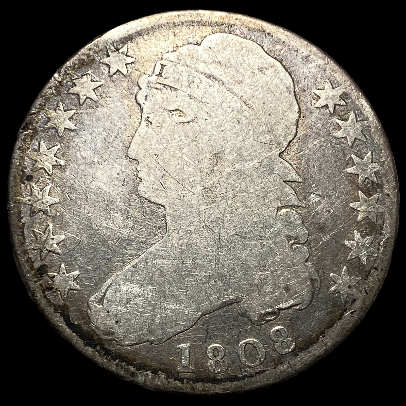 1808 Capped Bust Half Dollar NICELY CIRCULATED: 1808 Capped Bust Half Dollar NICELY CIRCULATED
