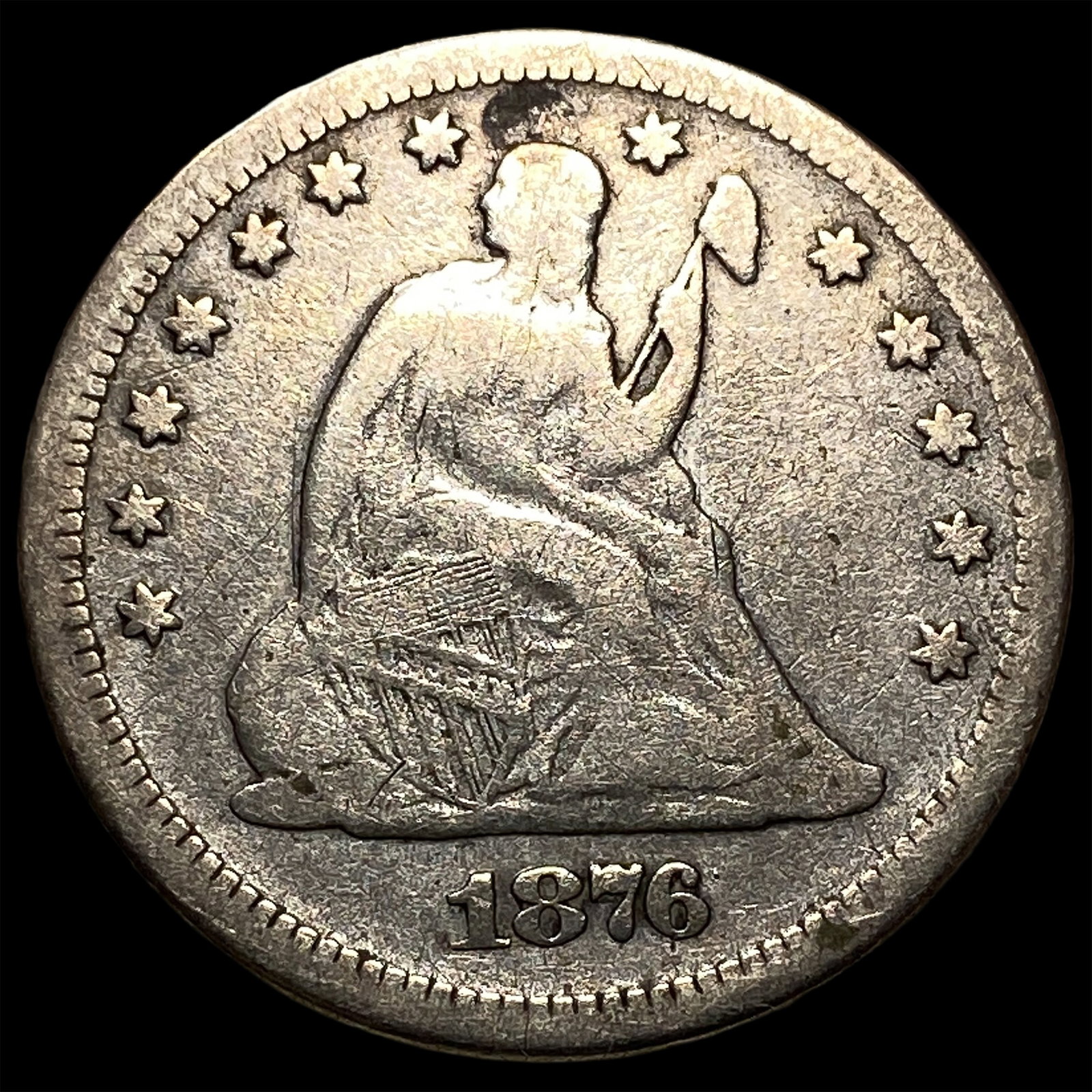 1876-S Silver Seated Liberty Quarter NEARLY UNCIRCULATED: 1876-S Silver Seated Liberty Quarter NEARLY UNCIRCULATED