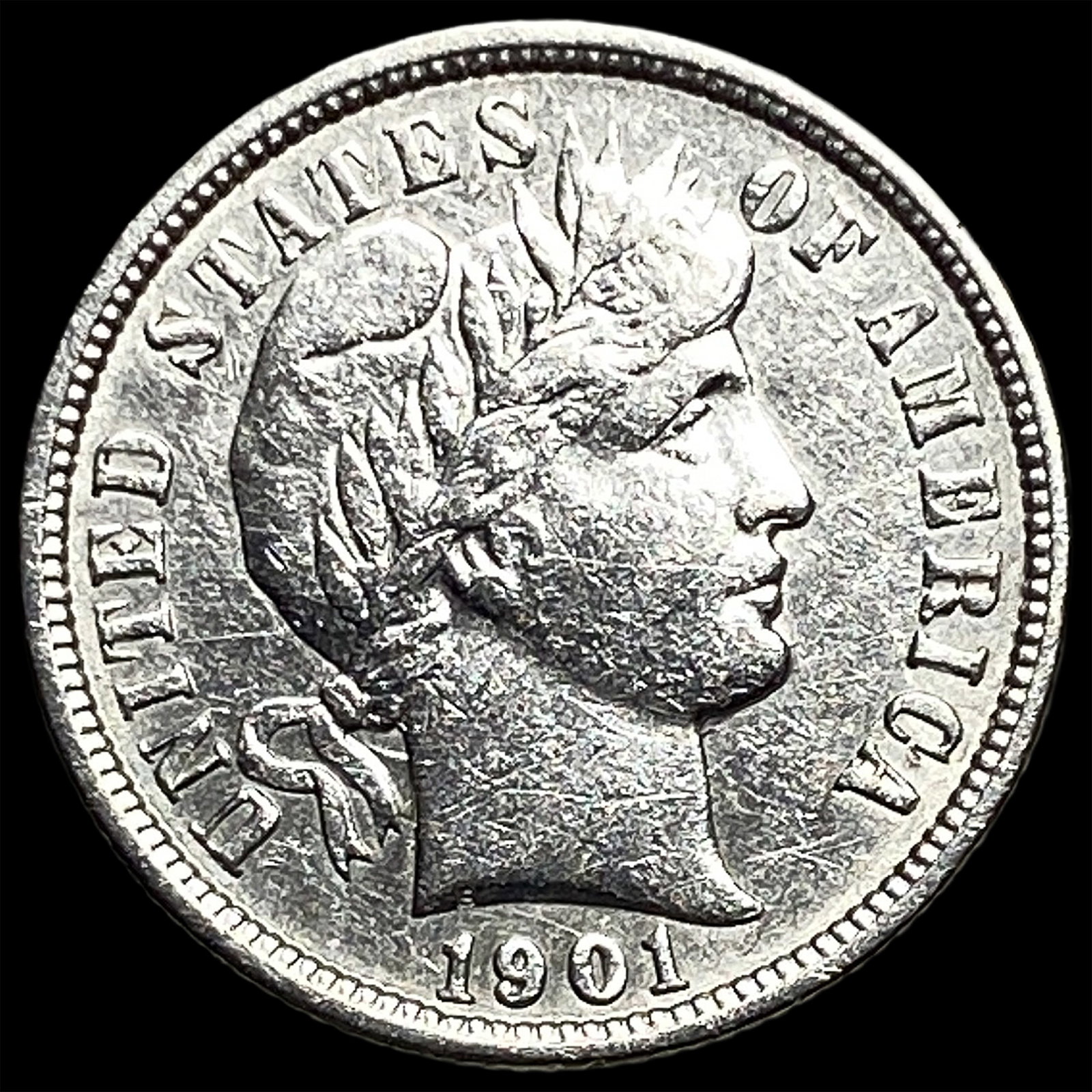 1901-O Silver Barber Dime CHOICE AU: 1901-O Silver Barber Dime CHOICE AU