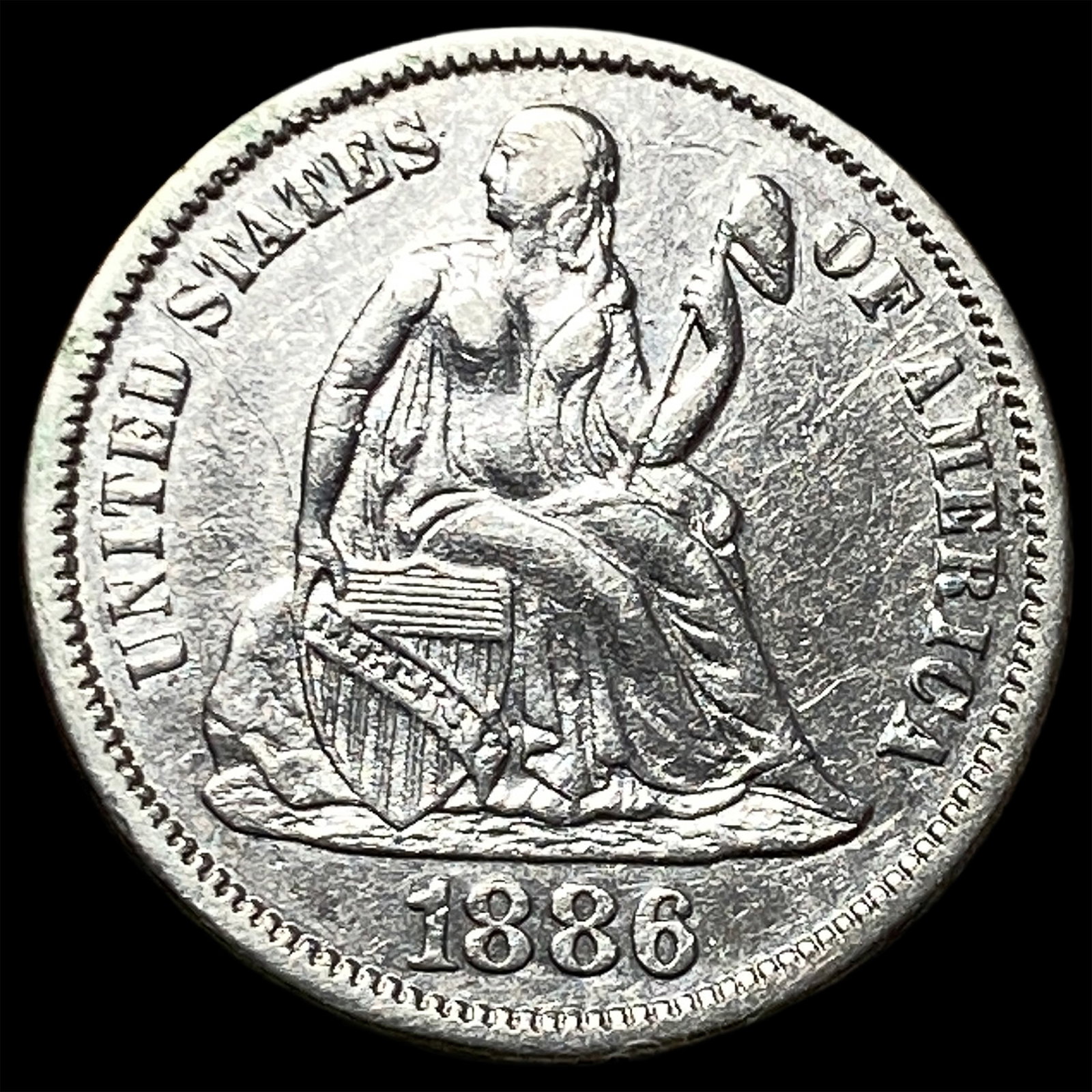 1886 Seated Liberty Dime CLOSELY UNCIRCULATED: 1886 Seated Liberty Dime CLOSELY UNCIRCULATED