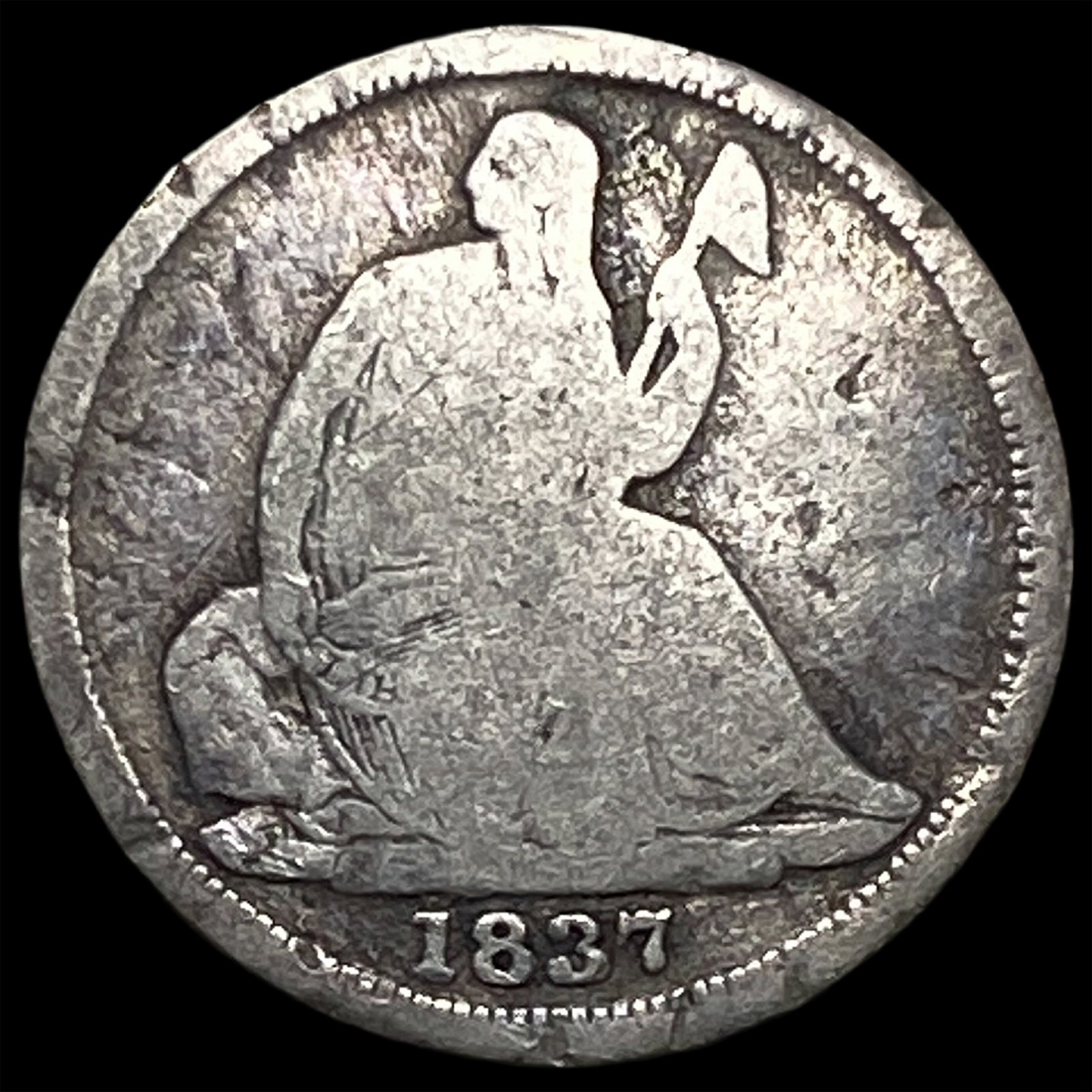 1837 Silver Half Dime (No Stars) LIGHTLY CIRCULATED: 1837 Silver Half Dime (No Stars) LIGHTLY CIRCULATED