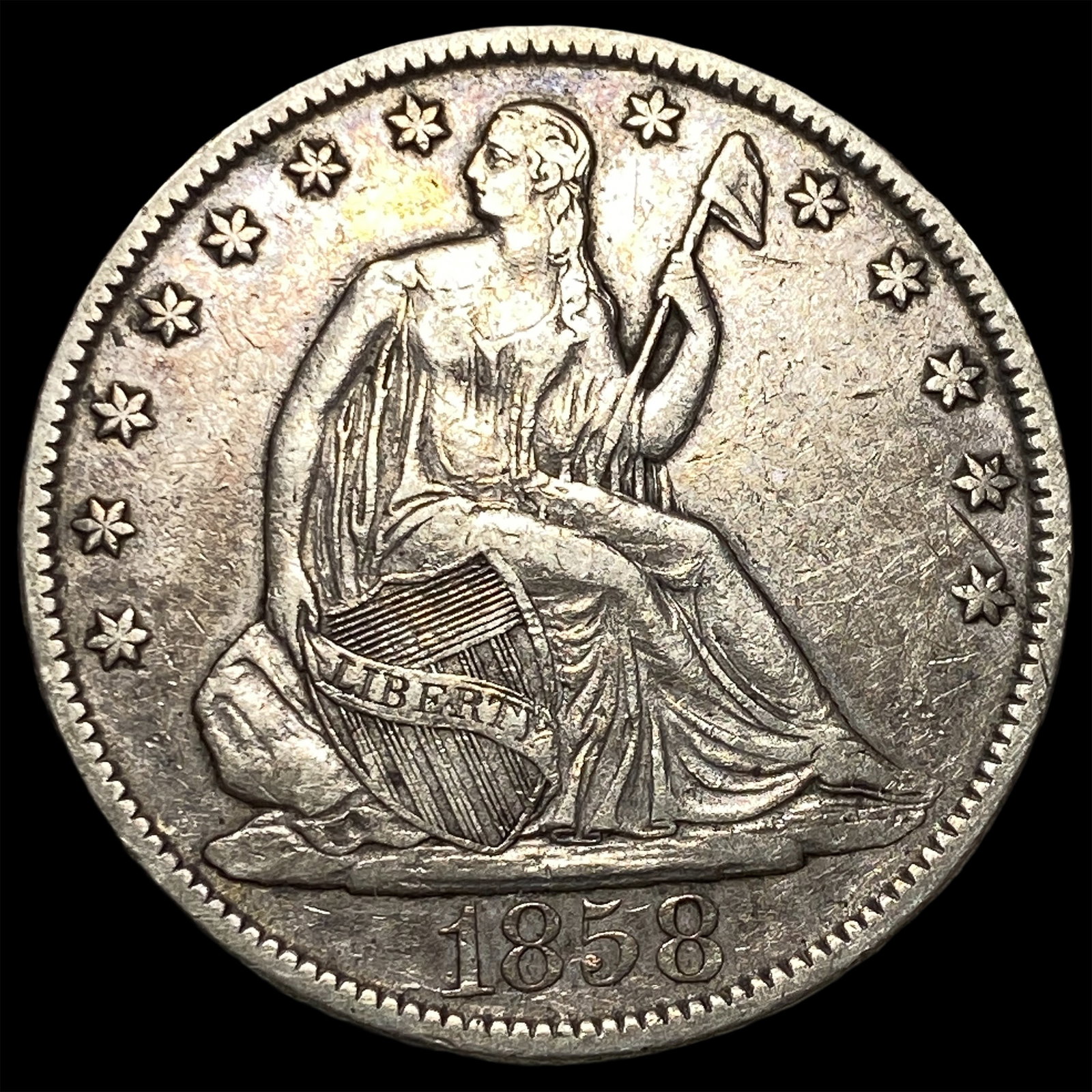 1858-O Silver Half Dollar NEARLY UNCIRCULATED: 1858-O Silver Half Dollar NEARLY UNCIRCULATED