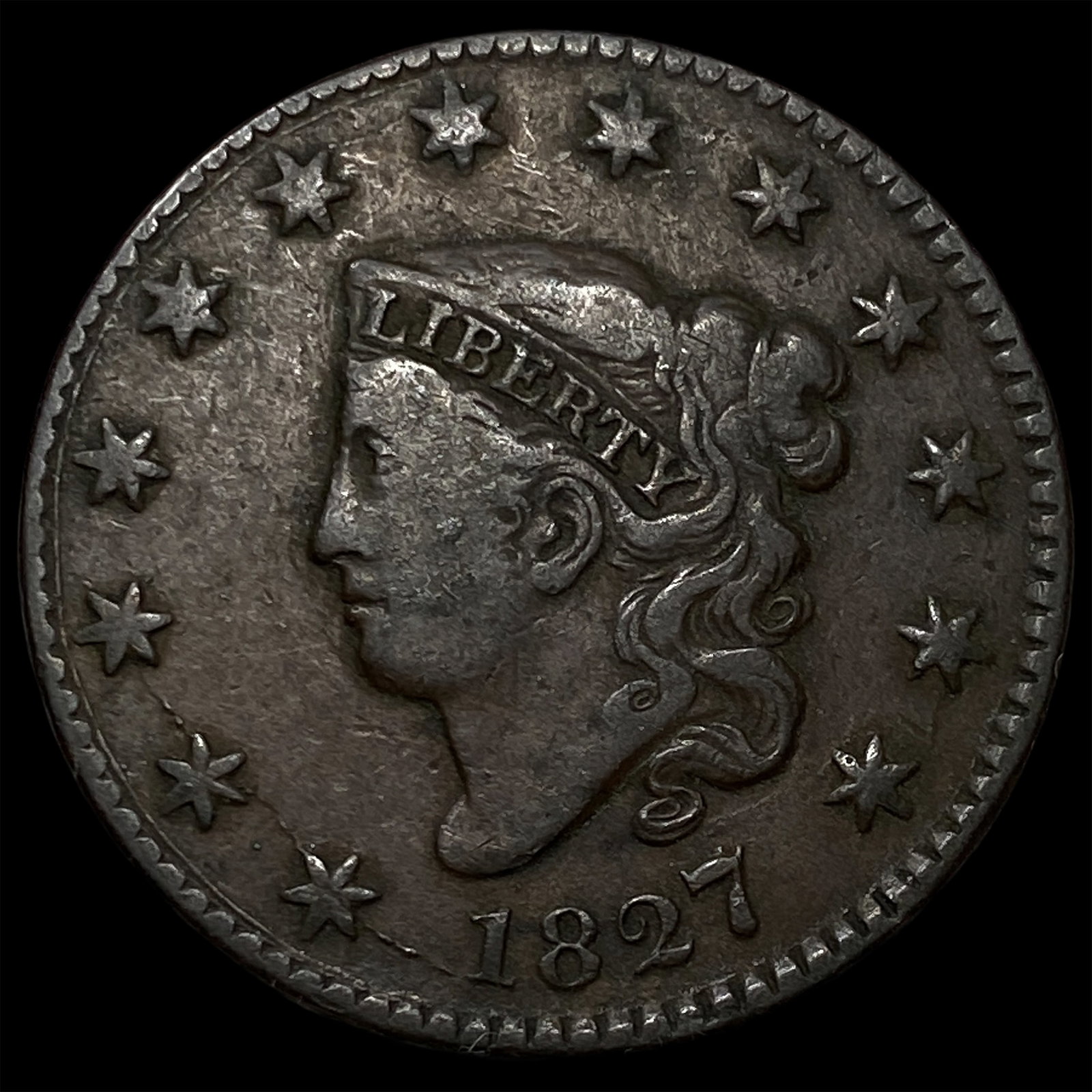1827 Coronet Head Large Cent HIGH GRADE: 1827 Coronet Head Large Cent HIGH GRADE