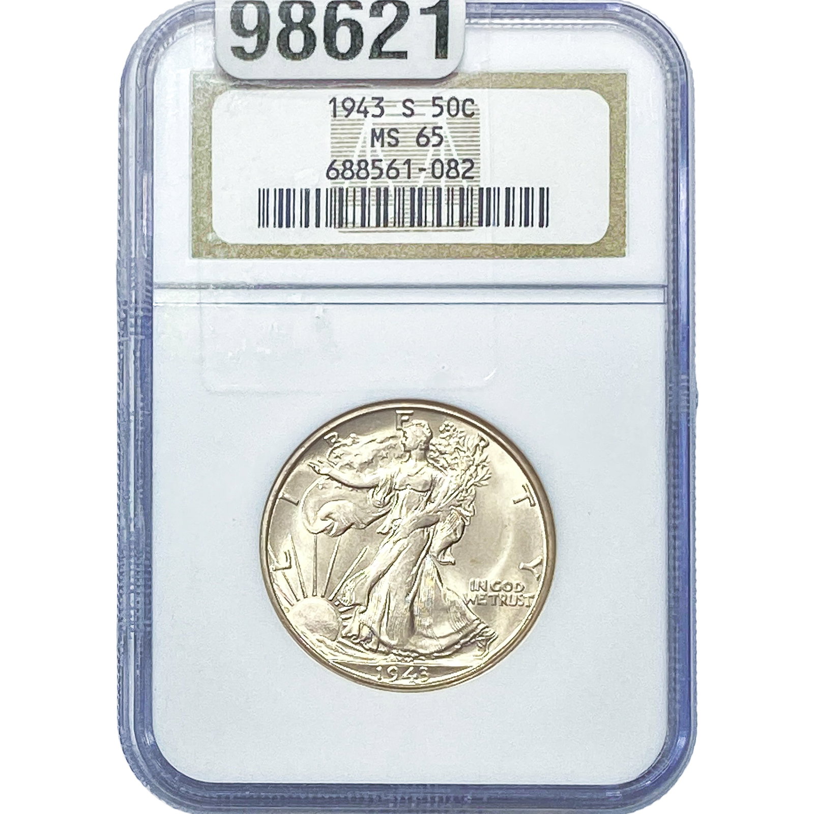 1943-S Walking Liberty Half Dollar NGC MS65: 1943-S Walking Liberty Half Dollar NGC MS65