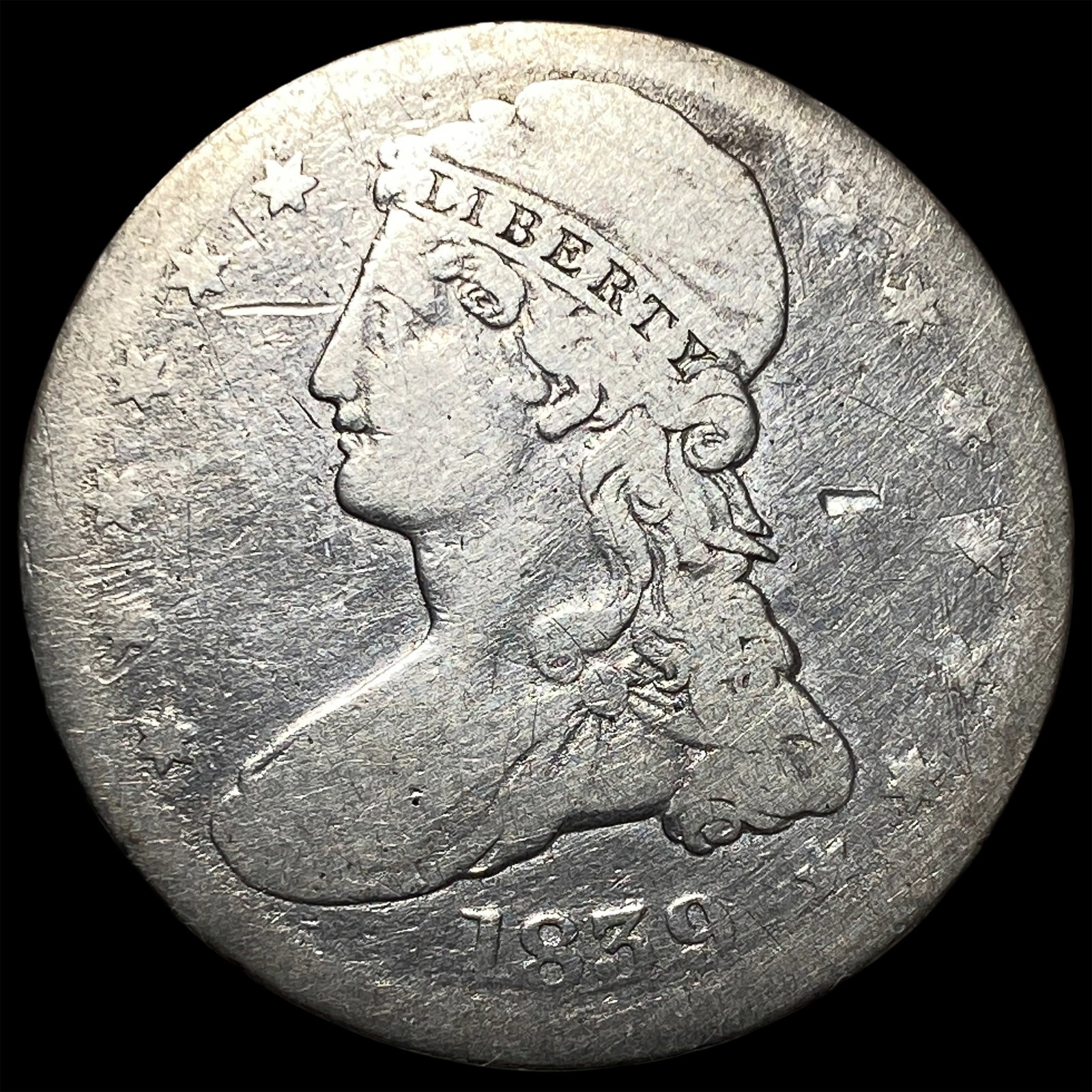 1839 Silver Capped Bust Half Dollar NICELY CIRCULATED: 1839 Silver Capped Bust Half Dollar NICELY CIRCULATED