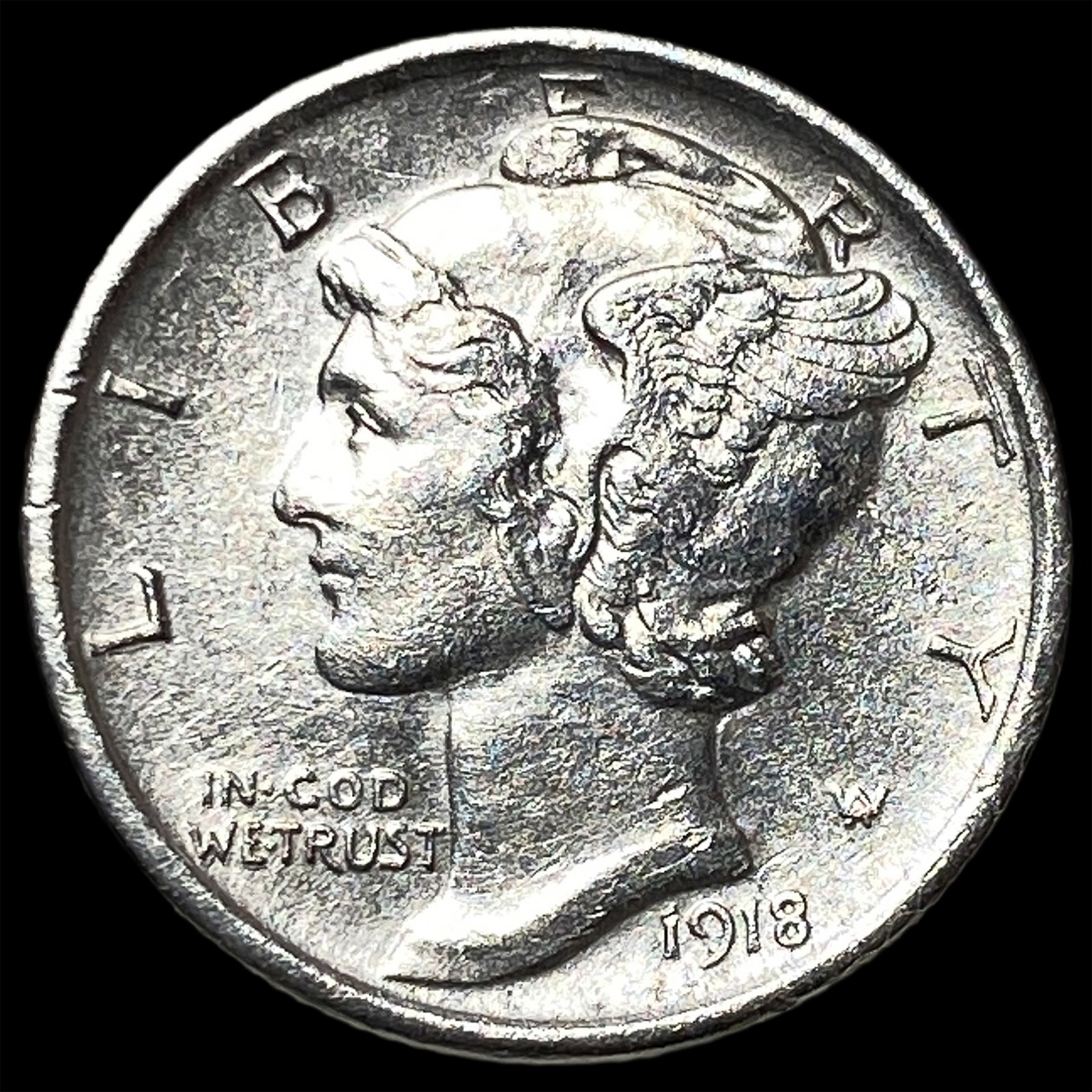 1918-D Silver Mercury Dime CHOICE AU: 1918-D Silver Mercury Dime CHOICE AU