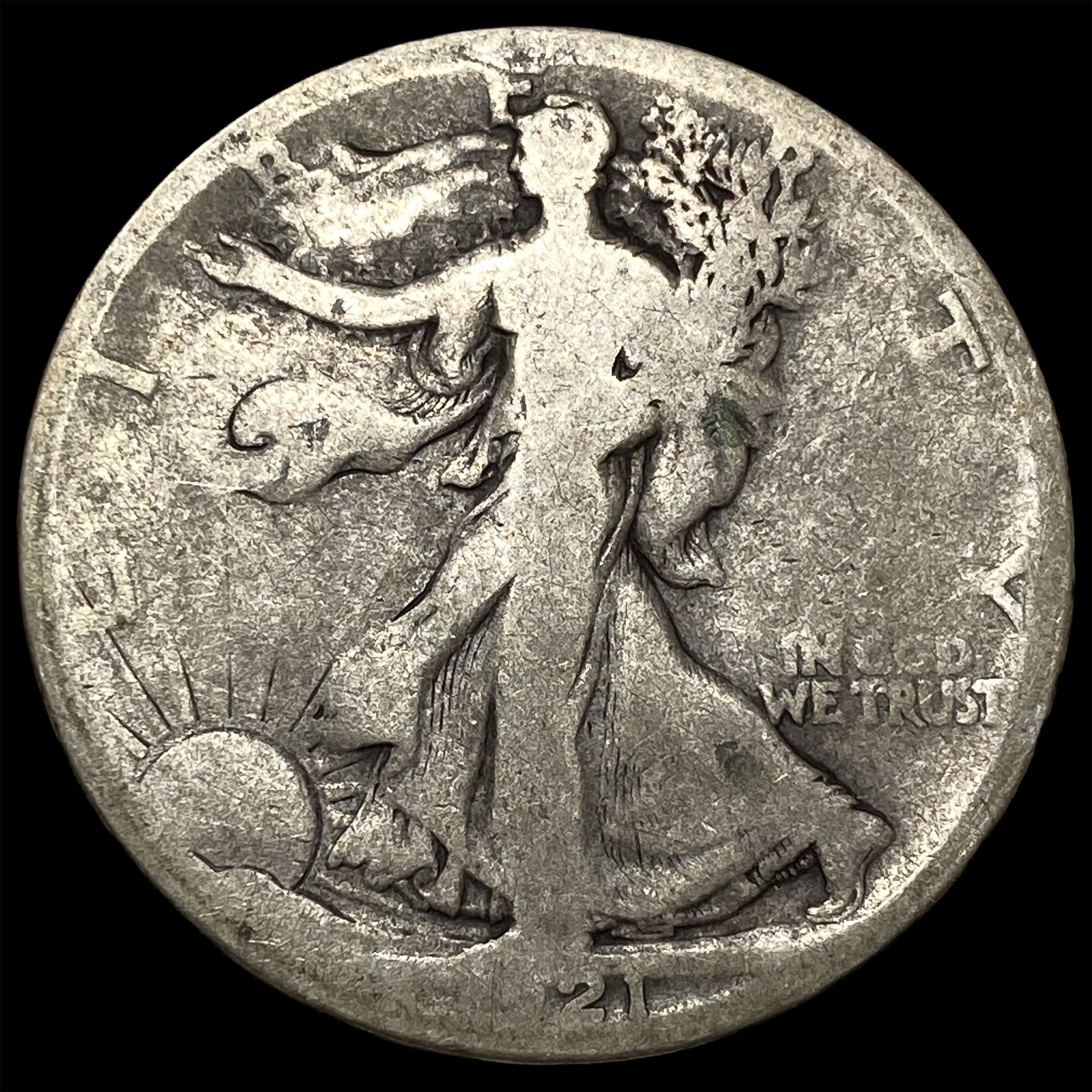 1921-S Walking Liberty Half Dollar NICELY CIRCULATED: 1921-S Walking Liberty Half Dollar NICELY CIRCULATED