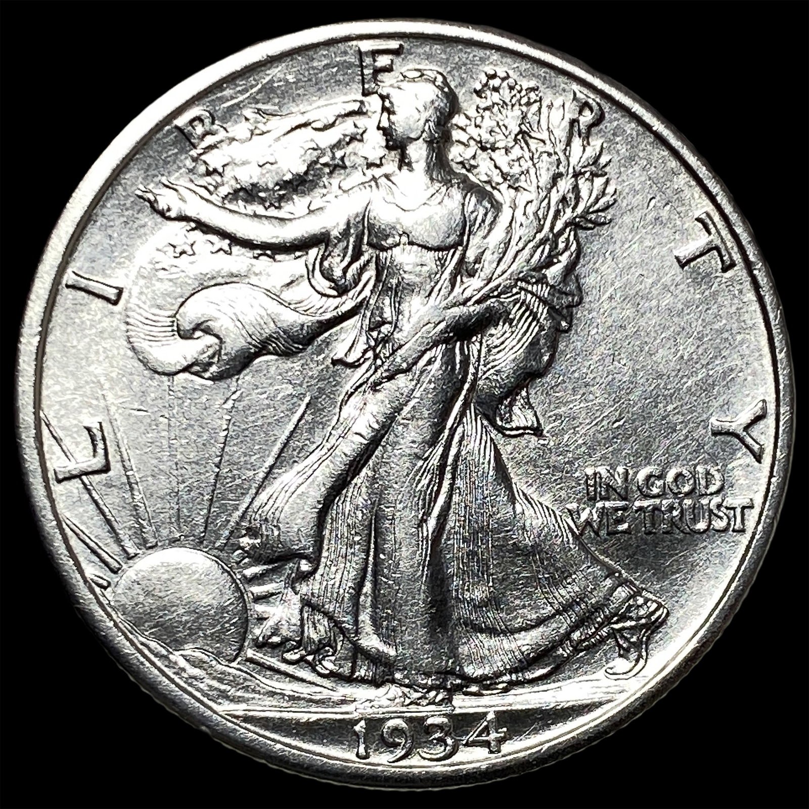 1934-S Silver Walking Liberty Half Dollar CLOSELY UNCIRCULATED: 1934-S Silver Walking Liberty Half Dollar CLOSELY UNCIRCULATED