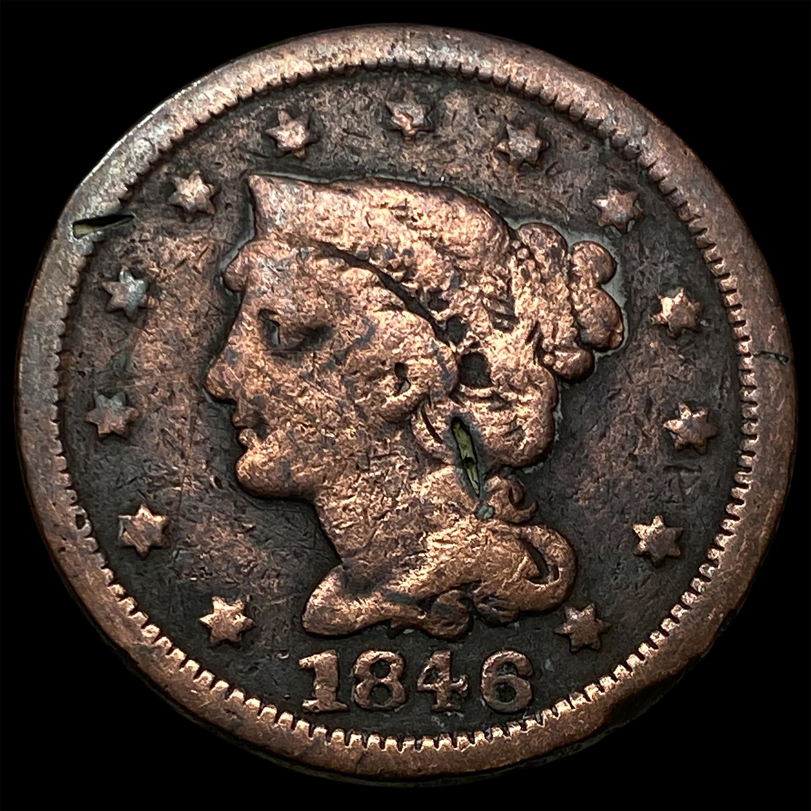 1846 Braided Hair Large Cent NICELY CIRCULATED (1 of 2)