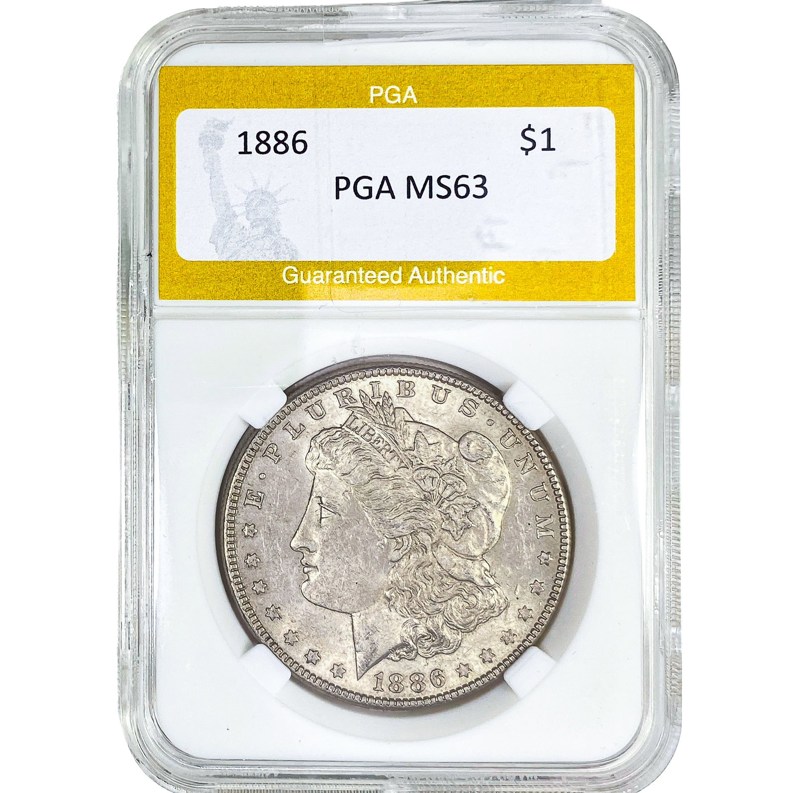 1886 Morgan Silver Dollar PGA MS63: 1886 Morgan Silver Dollar PGA MS63