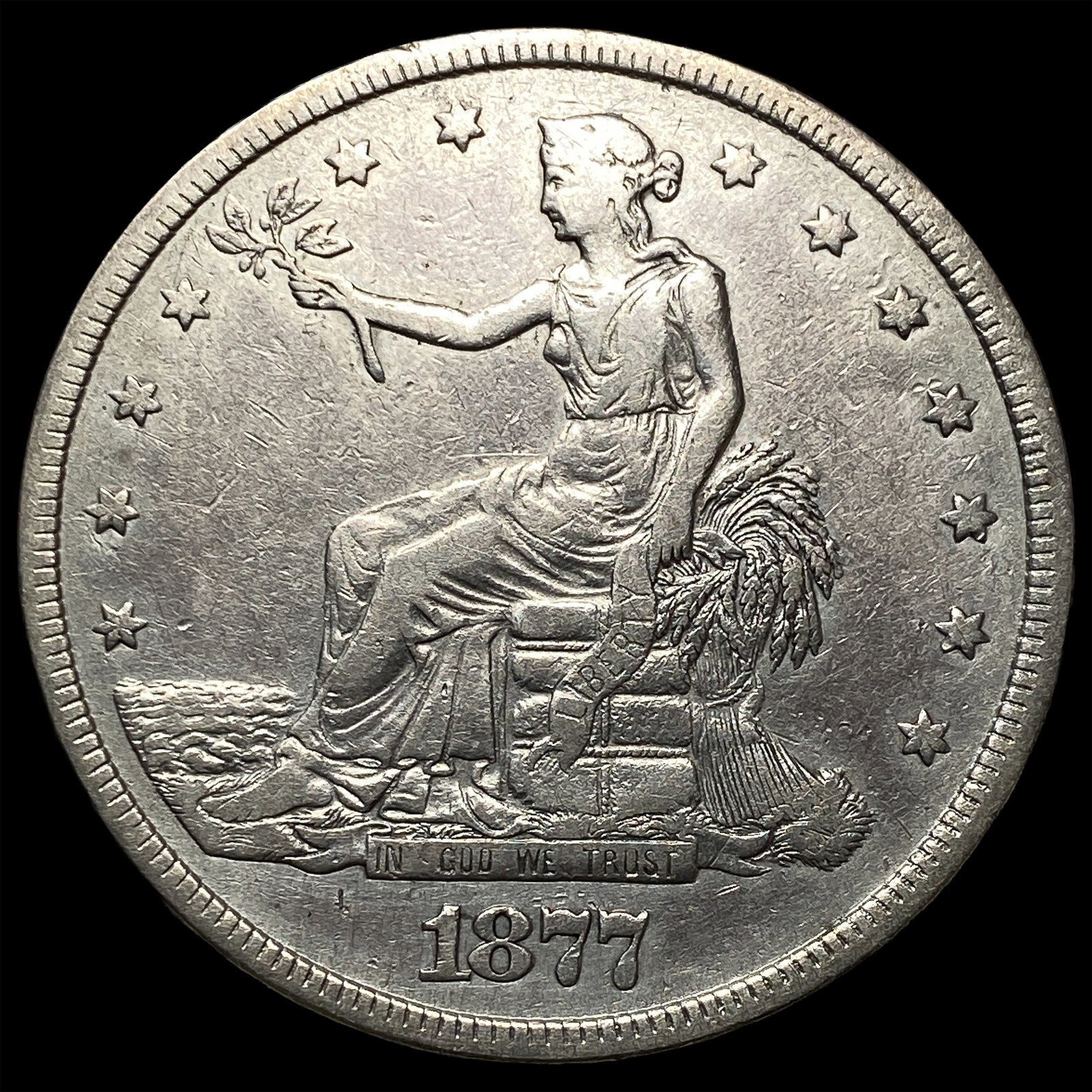 1877 Silver Trade Dollar NEARLY UNCIRCULATED: 1877 Silver Trade Dollar NEARLY UNCIRCULATED