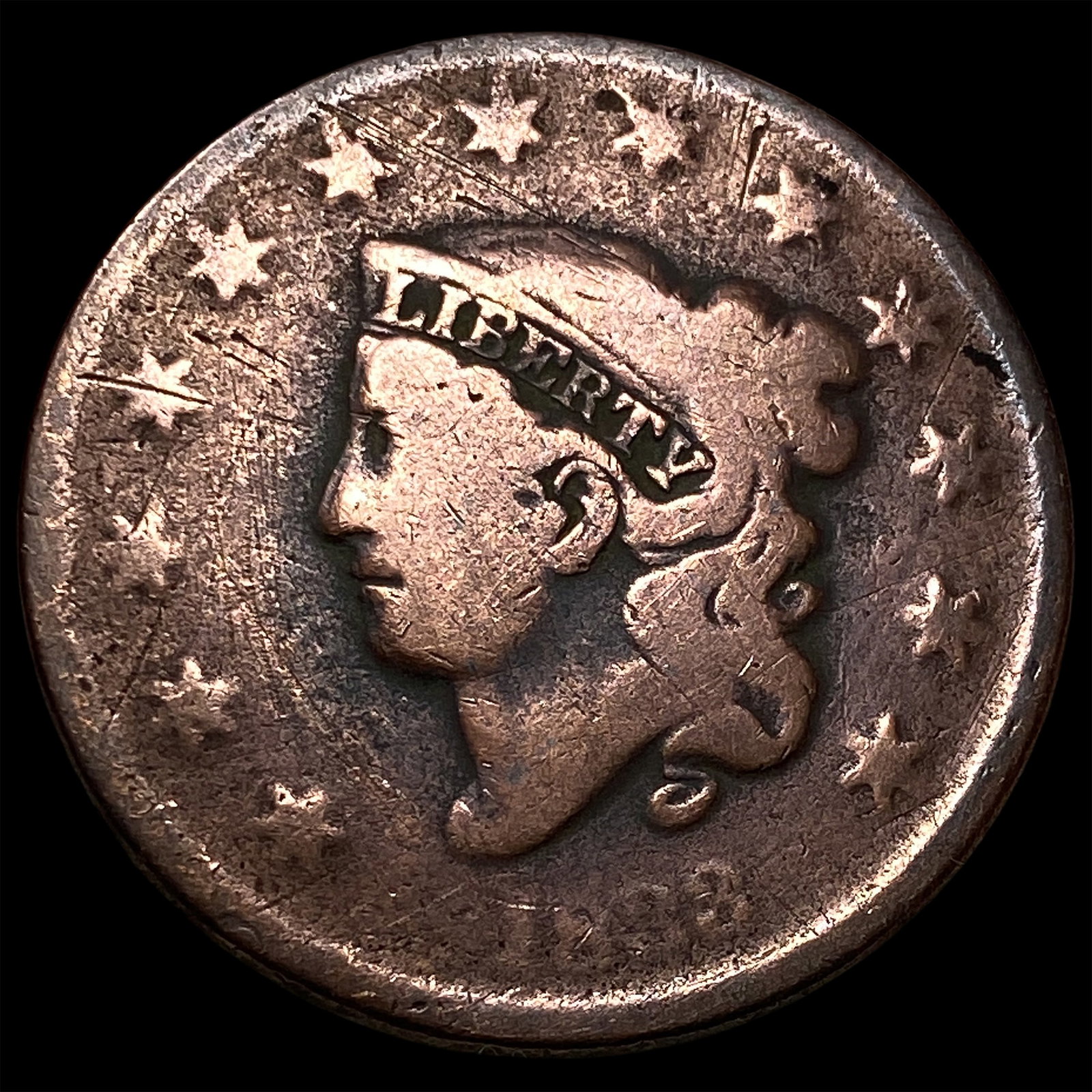 1833 Coronet Head Large Cent NICELY CIRCULATED: 1833 Coronet Head Large Cent NICELY CIRCULATED