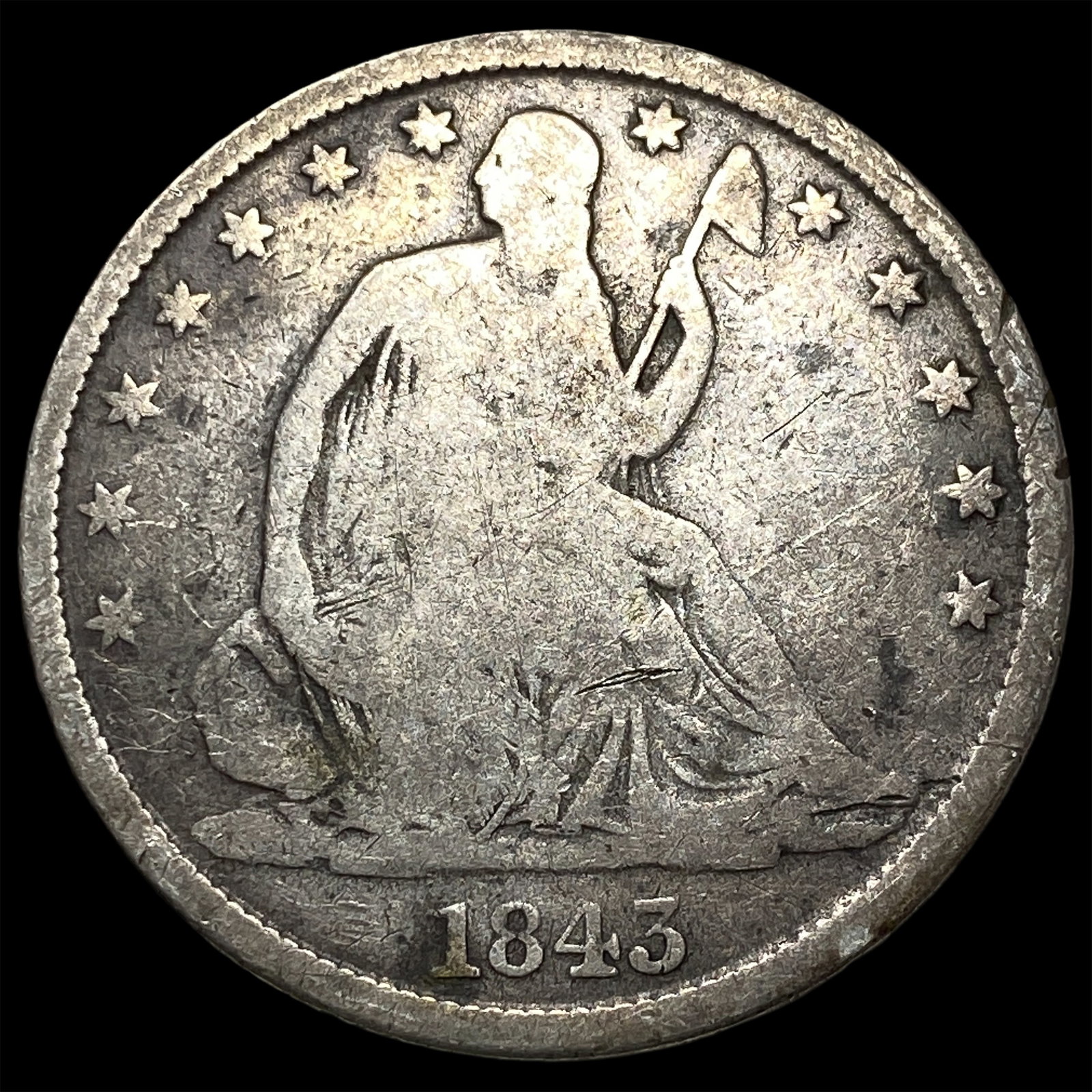 1843-O Silver Seated Liberty Half Dollar LIGHTLY CIRCULATED (1 of 2)
