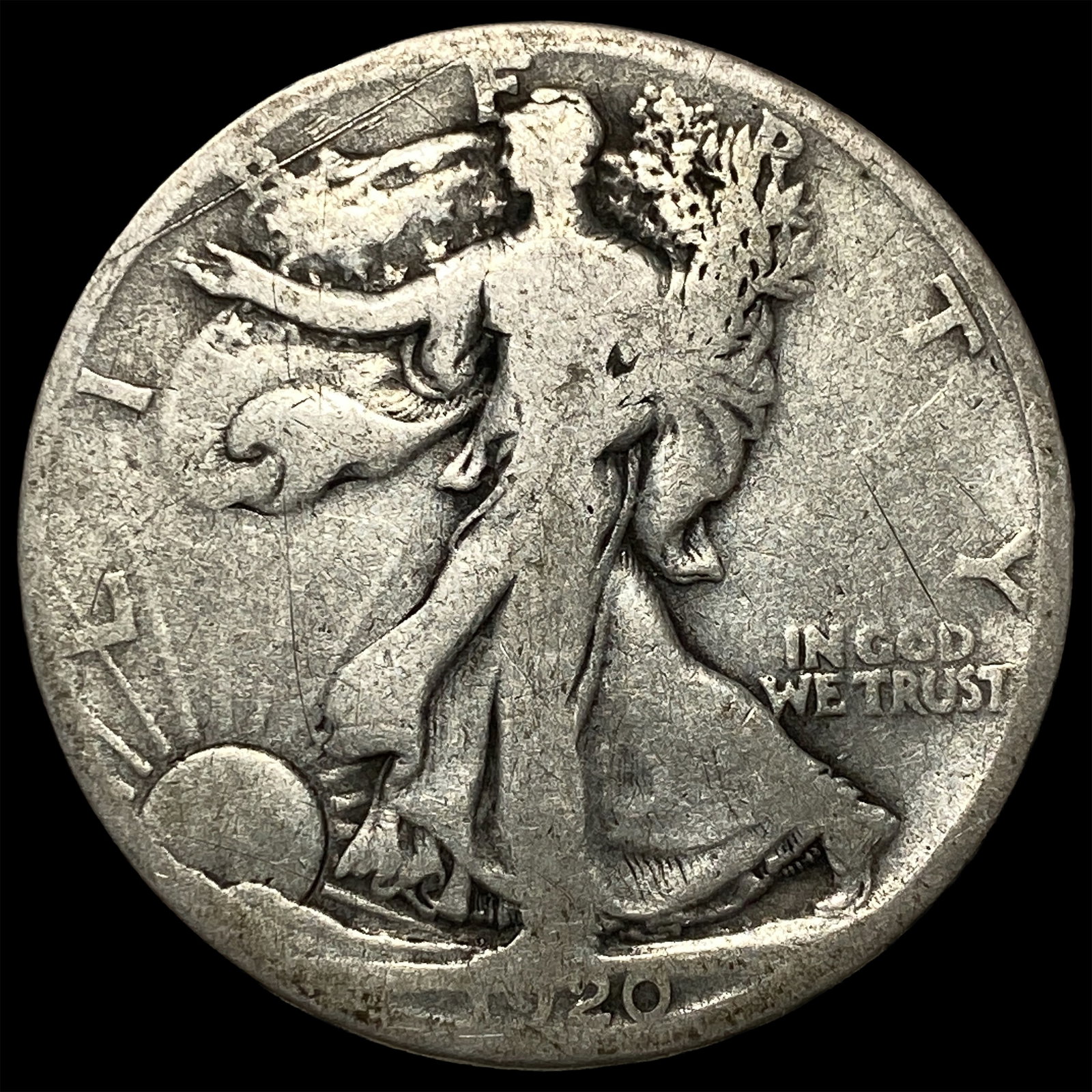 1920-D Silver Walking Liberty Half Dollar NEARLY UNCIRCULATED: 1920-D Silver Walking Liberty Half Dollar NEARLY UNCIRCULATED