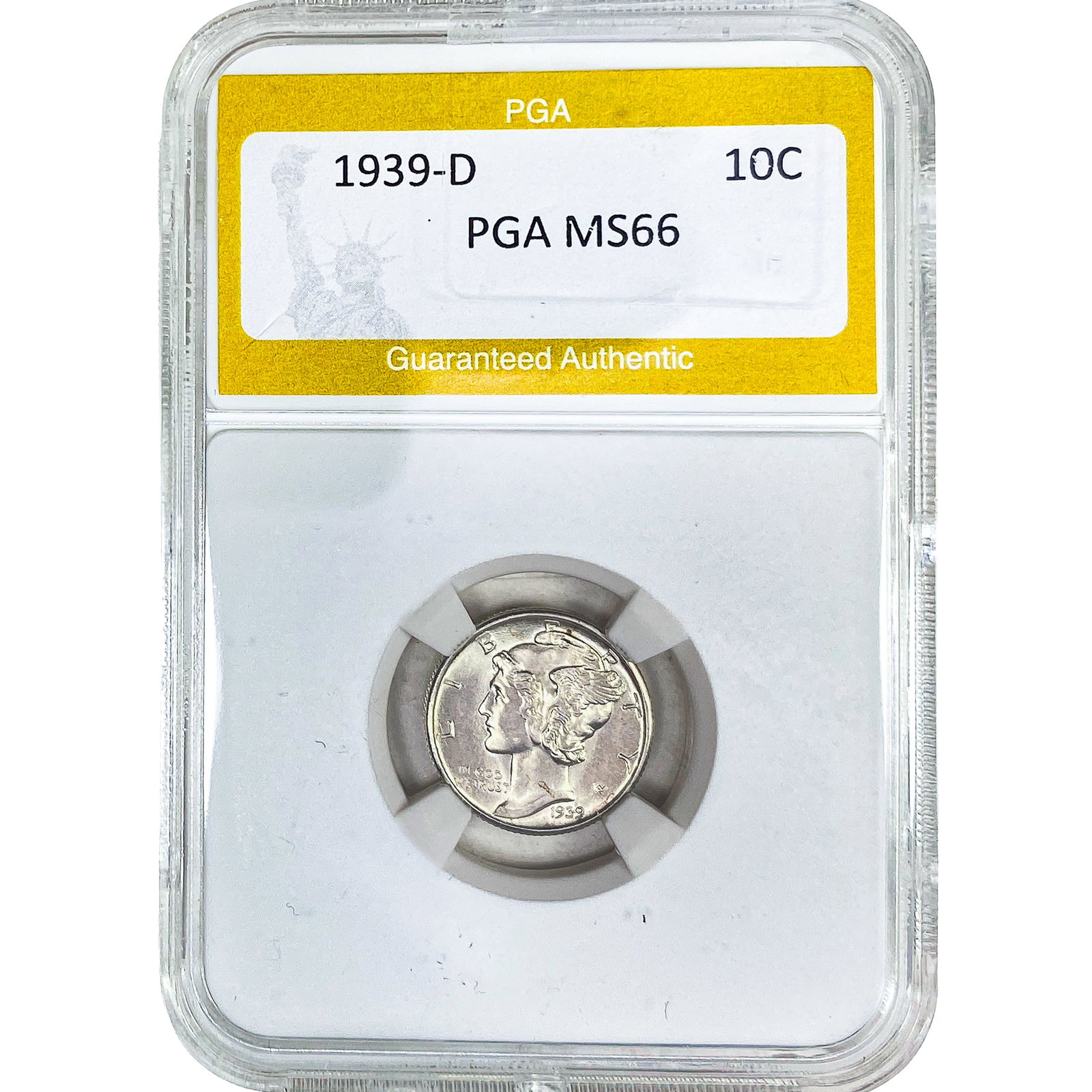 1939-D Mercury Silver Dime PGA MS66: 1939-D Mercury Silver Dime PGA MS66