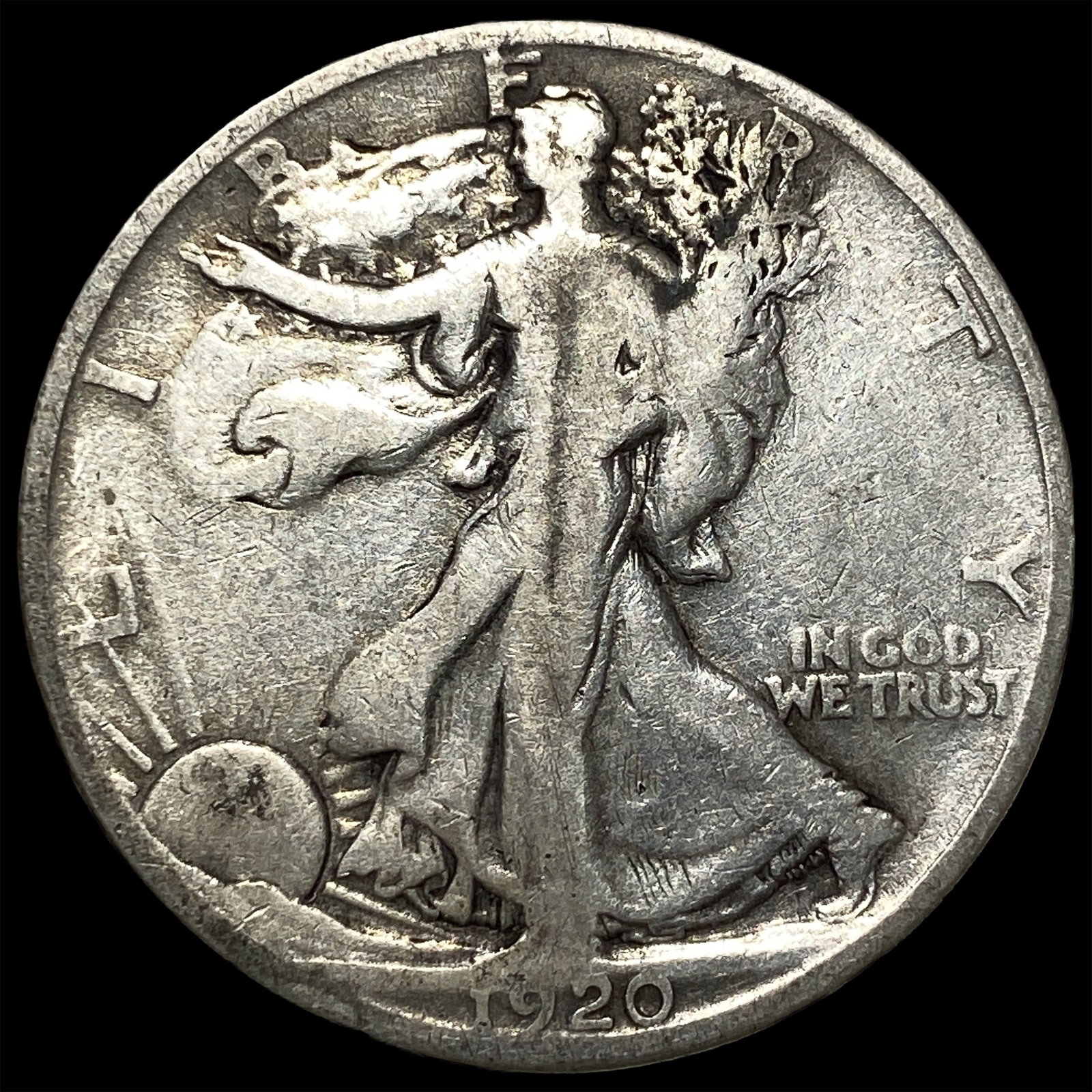 1920-D Silver Walking Liberty Half Dollar NEARLY UNCIRCULATED: 1920-D Silver Walking Liberty Half Dollar NEARLY UNCIRCULATED