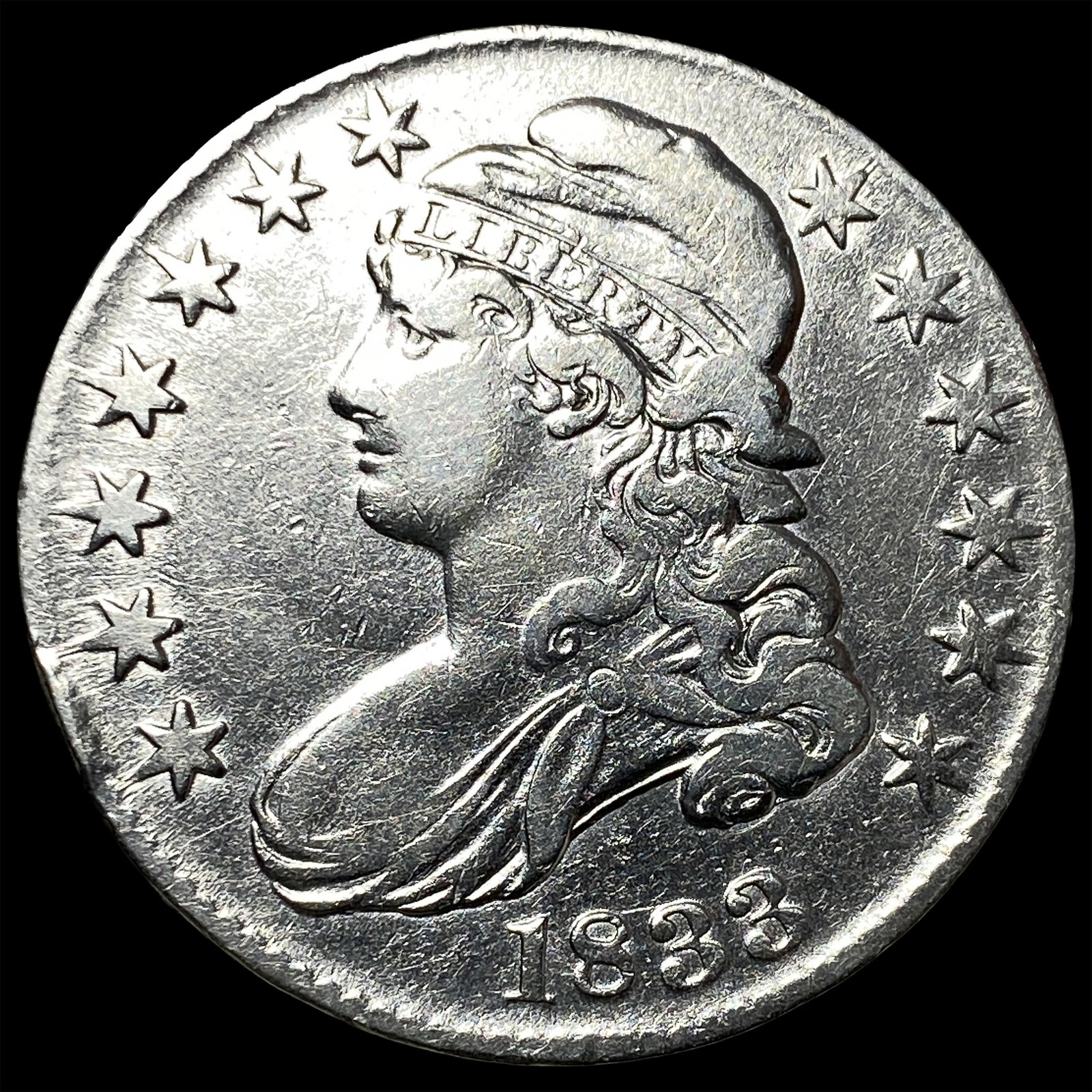 1833 Capped Bust Half Dollar CLOSELY UNCIRCULATED: 1833 Capped Bust Half Dollar CLOSELY UNCIRCULATED