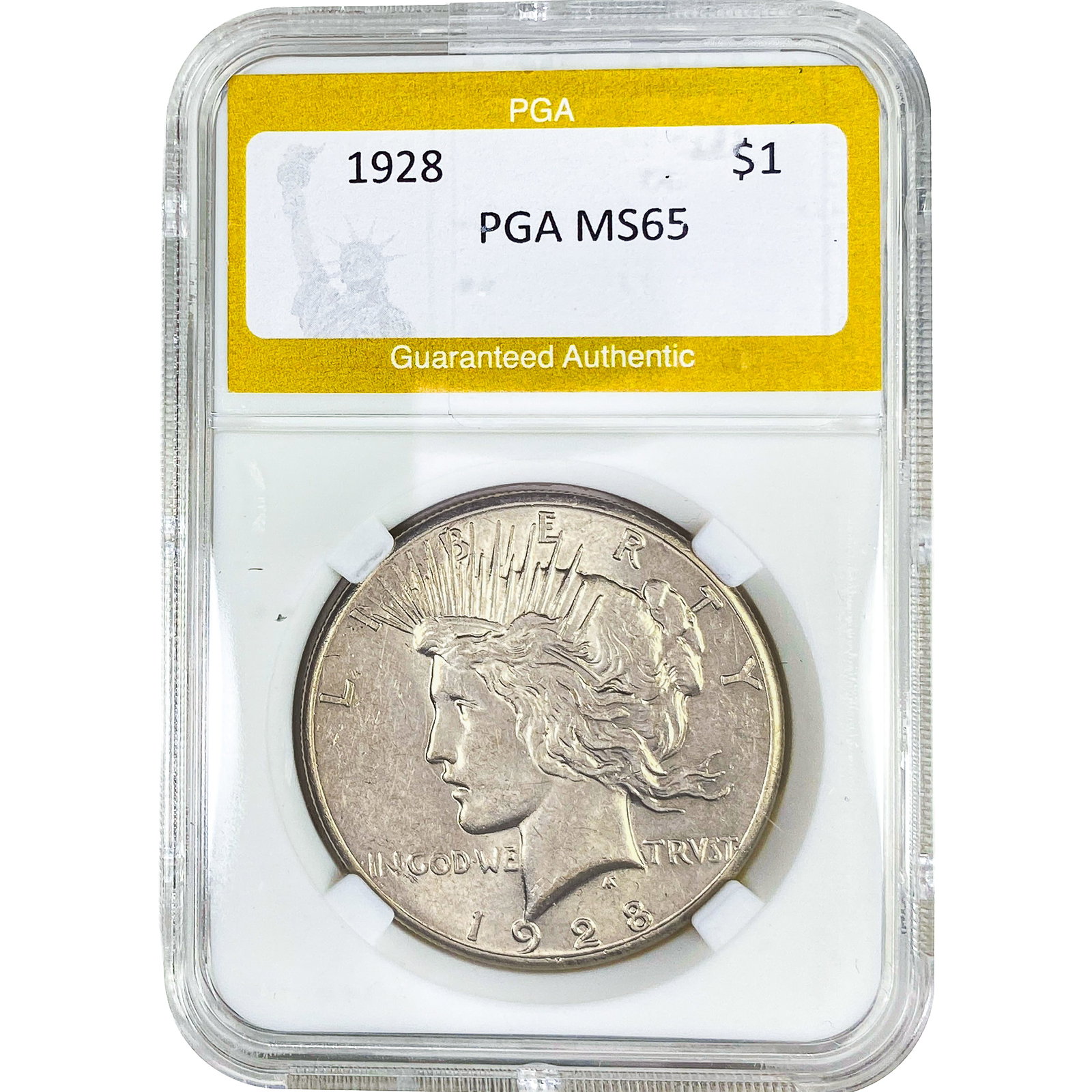 1928 Silver Peace Dollar PGA MS65: 1928 Silver Peace Dollar PGA MS65