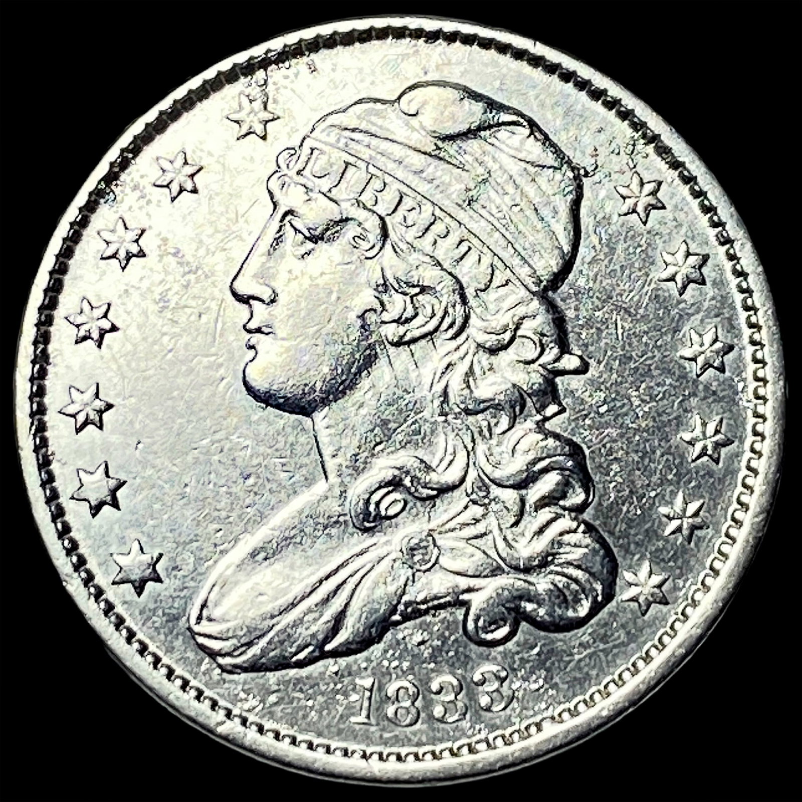 1833 Capped Bust Silver Quarter CHOICE AU: 1833 Capped Bust Silver Quarter CHOICE AU