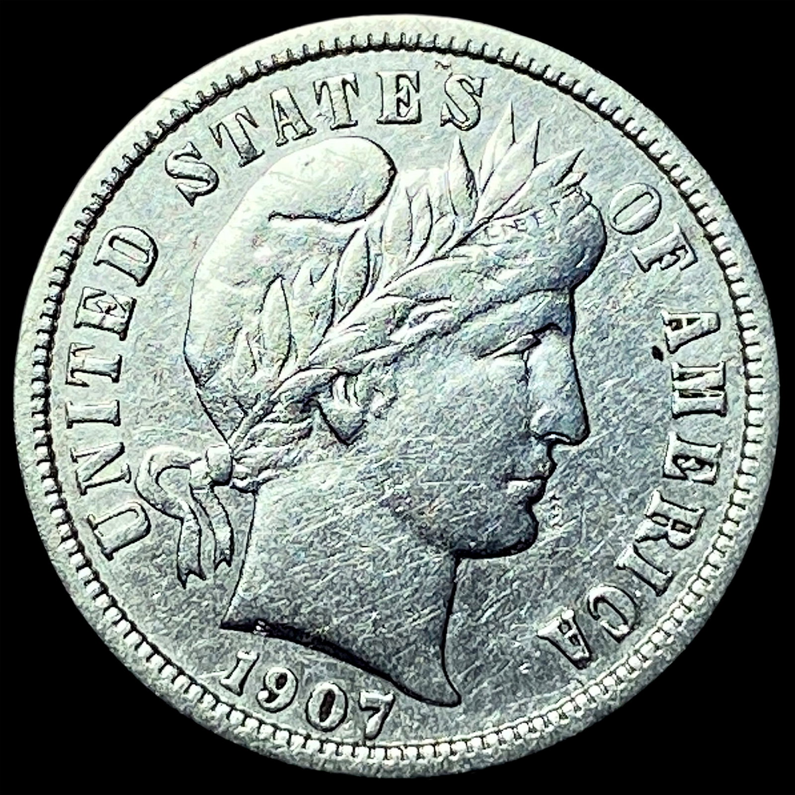 1907-S Silver Barber Dime CLOSELY UNCIRCULATED: 1907-S Silver Barber Dime CLOSELY UNCIRCULATED