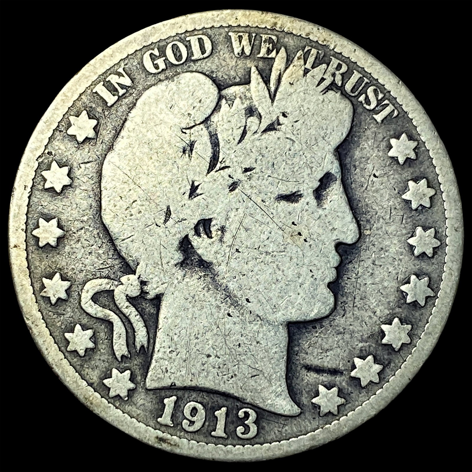 1913 Silver Barber Half Dollar LIGHTLY CIRCULATED: 1913 Silver Barber Half Dollar LIGHTLY CIRCULATED