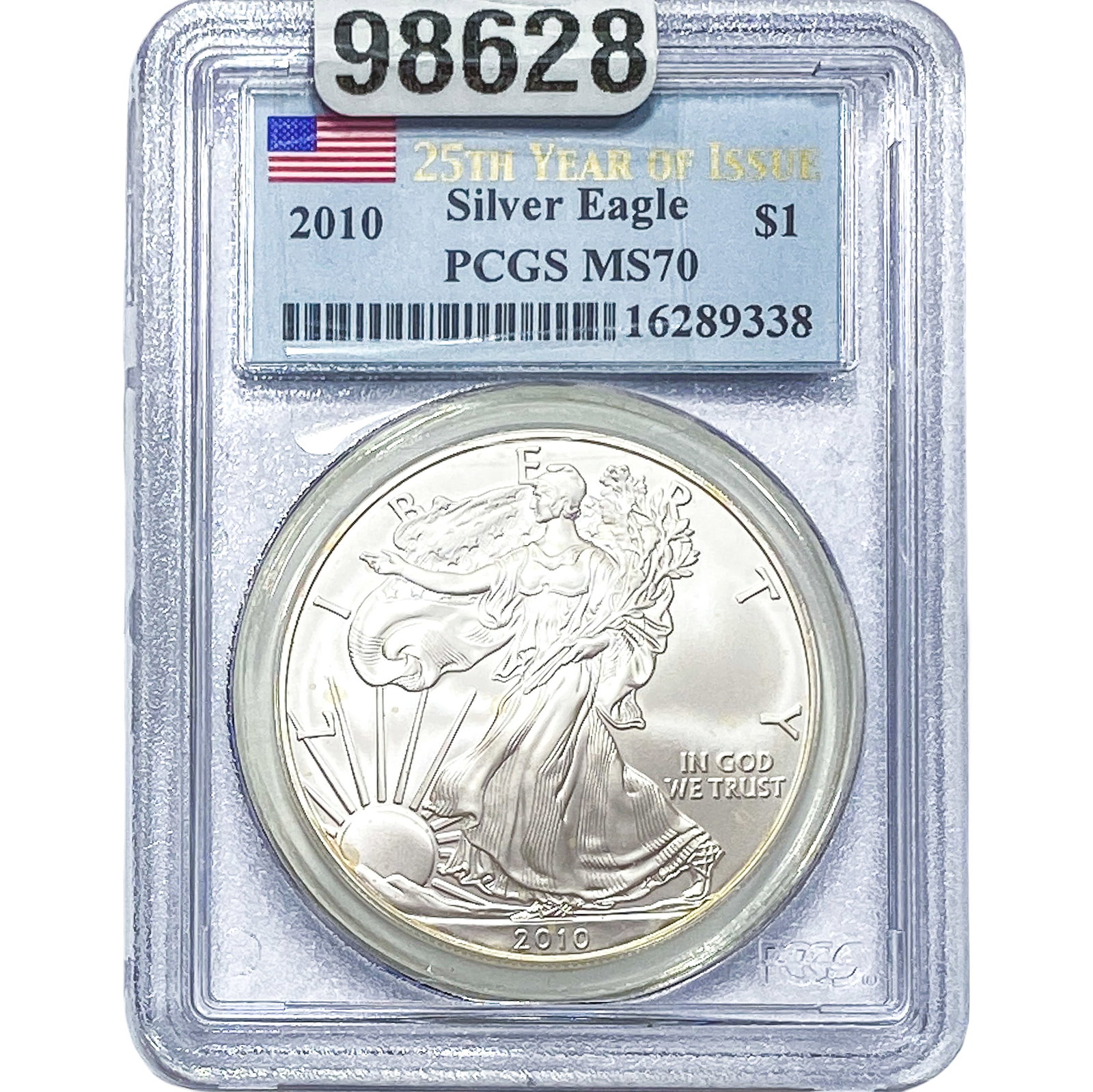 2010 Silver Eagle PCGS MS70: 2010 Silver Eagle PCGS MS70
