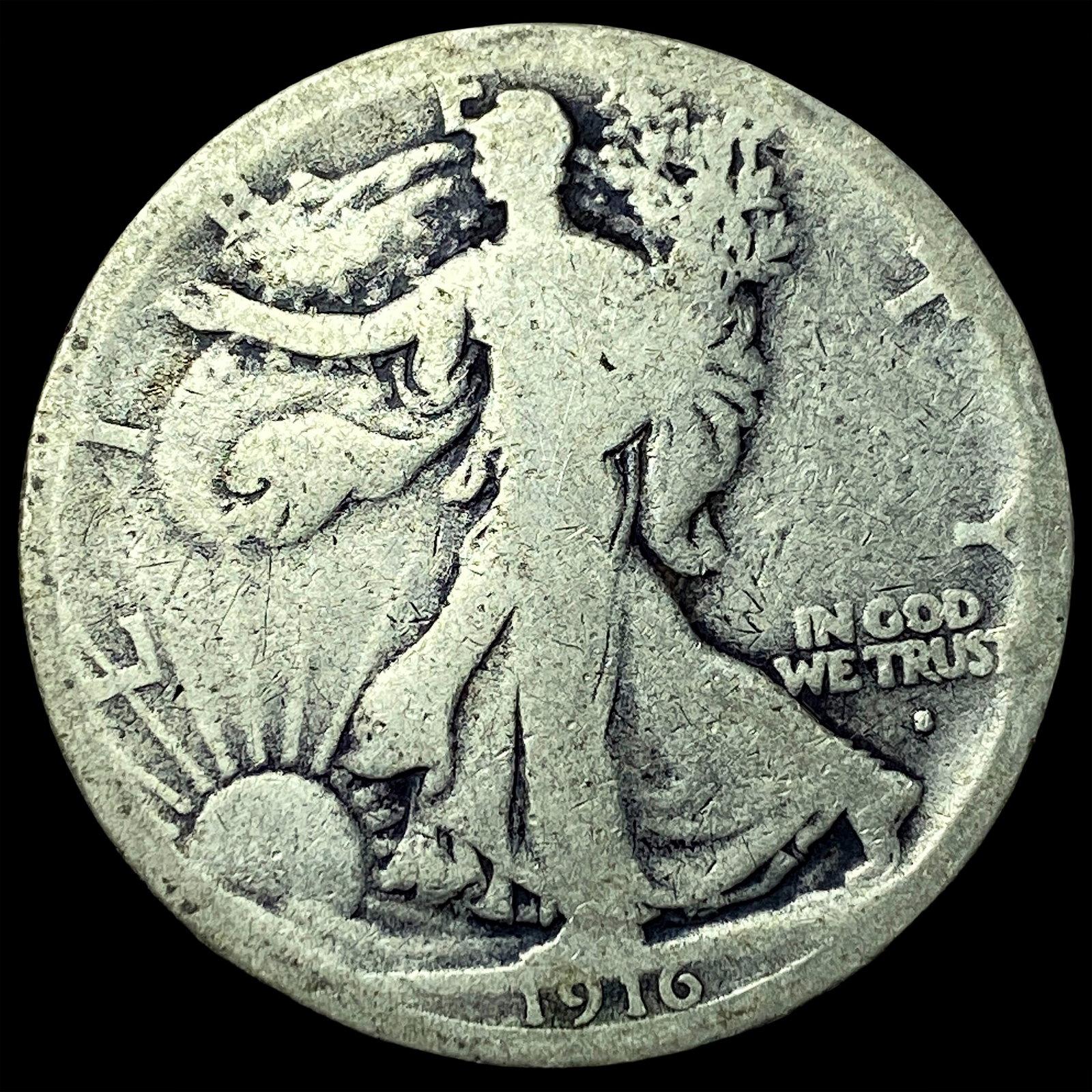 1916-S Silver Walking Liberty Half Dollar NICELY CIRCULATED: 1916-S Silver Walking Liberty Half Dollar NICELY CIRCULATED