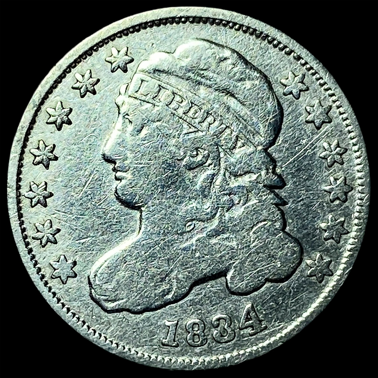 1834 Silver Capped Bust Dime NEARLY UNCIRCULATED: 1834 Silver Capped Bust Dime NEARLY UNCIRCULATED