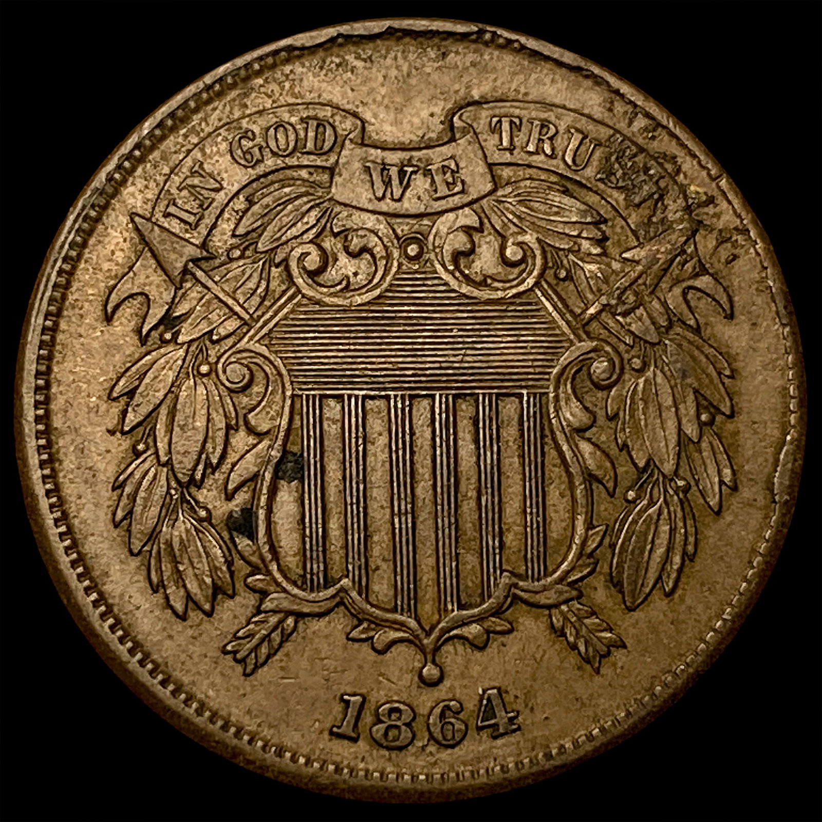 1864 Two-Cent Piece CHOICE AU: 1864 Two-Cent Piece CHOICE AU