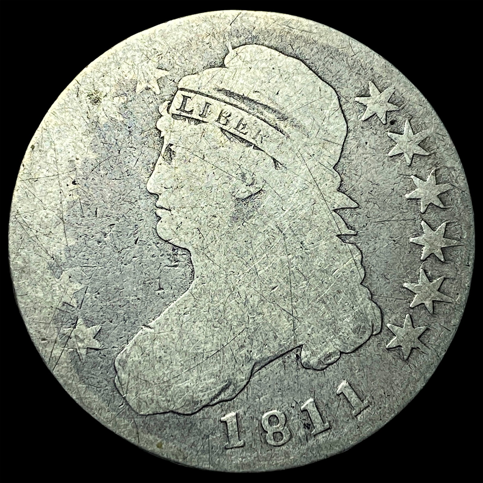 1811 Capped Bust Half Dollar NICELY CIRCULATED: 1811 Capped Bust Half Dollar NICELY CIRCULATED