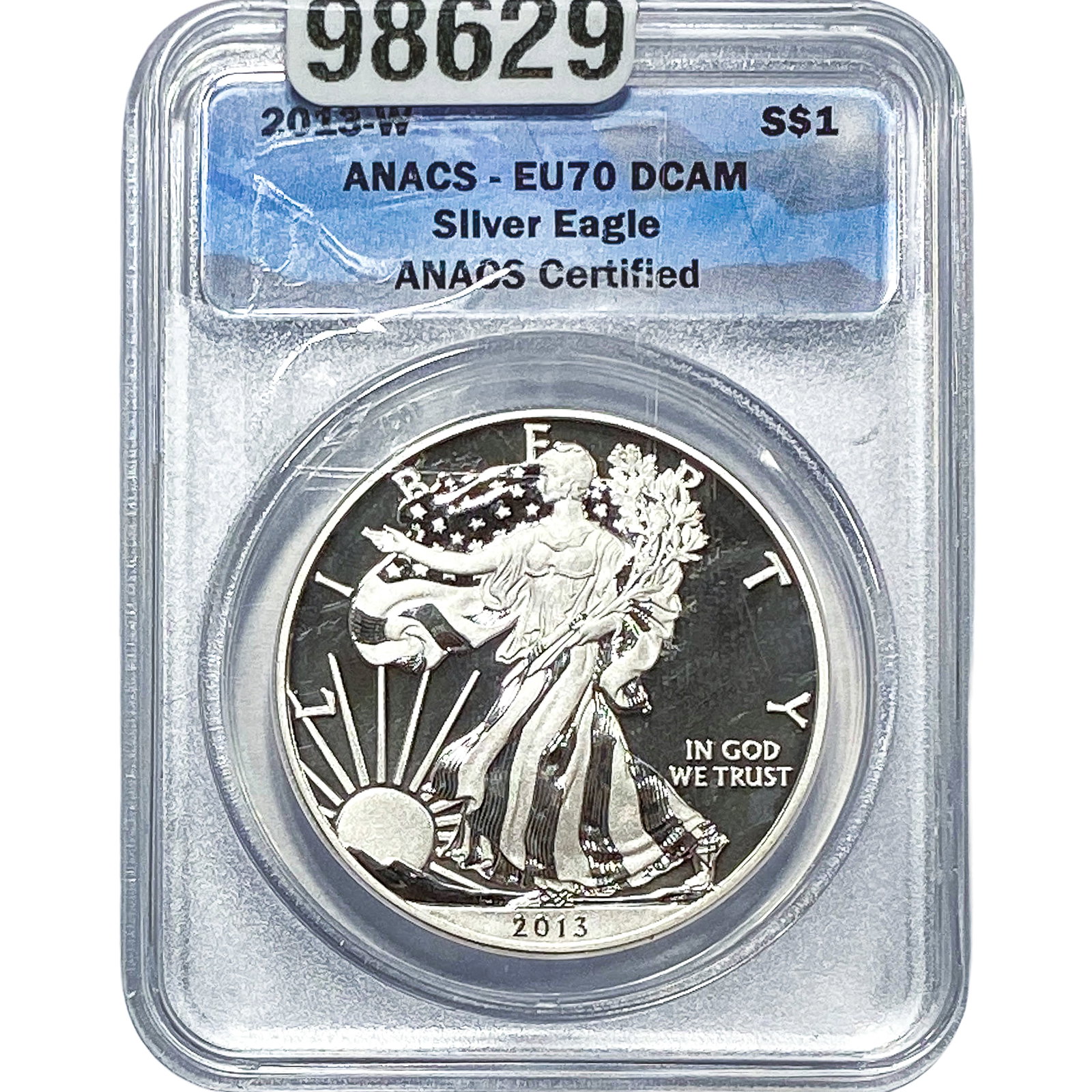 2013-W Silver Eagle ANACS EU70 DCAM: 2013-W Silver Eagle ANACS EU70 DCAM
