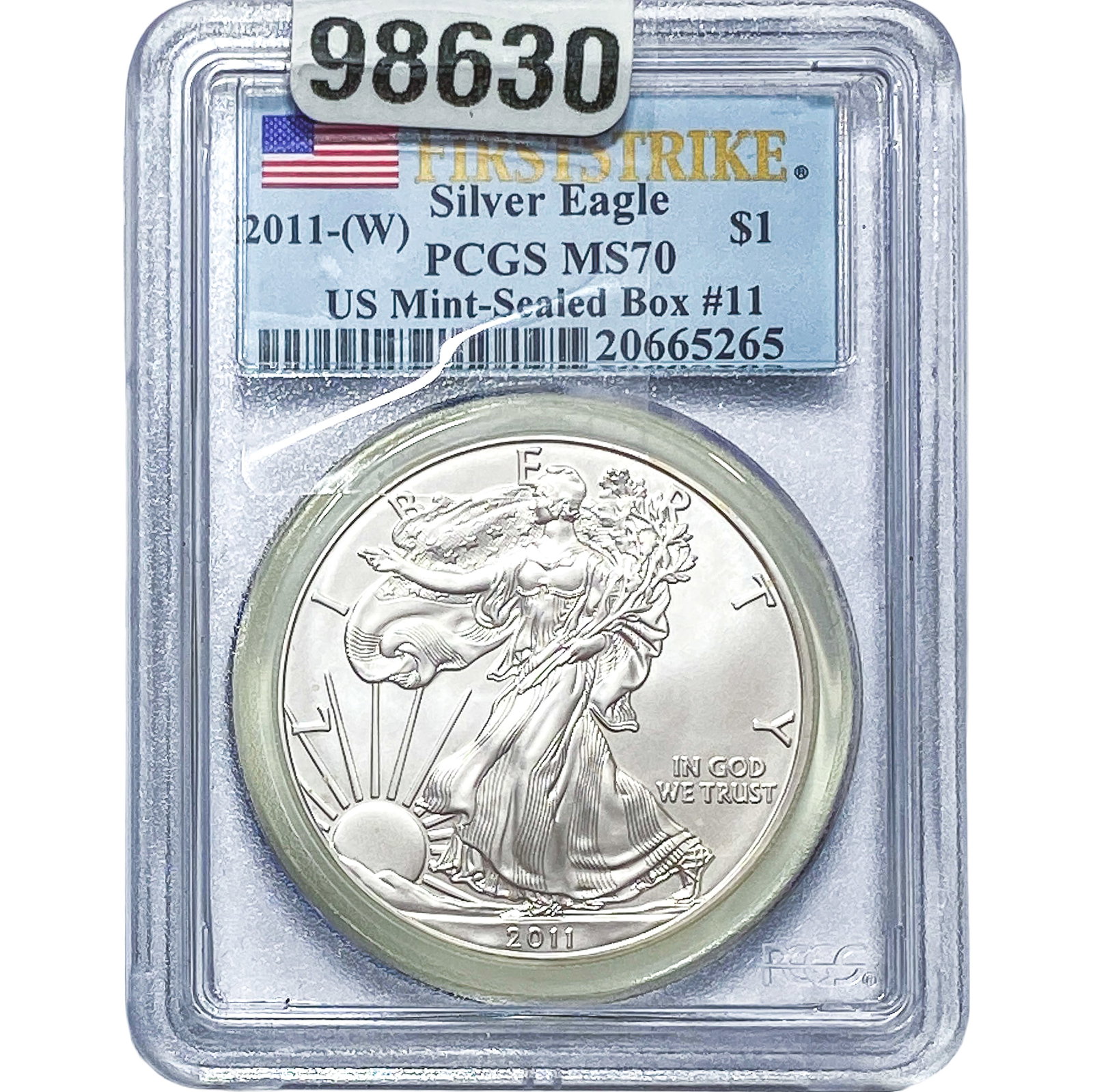 2011-W Silver Eagle PCGS MS70: 2011-W Silver Eagle PCGS MS70