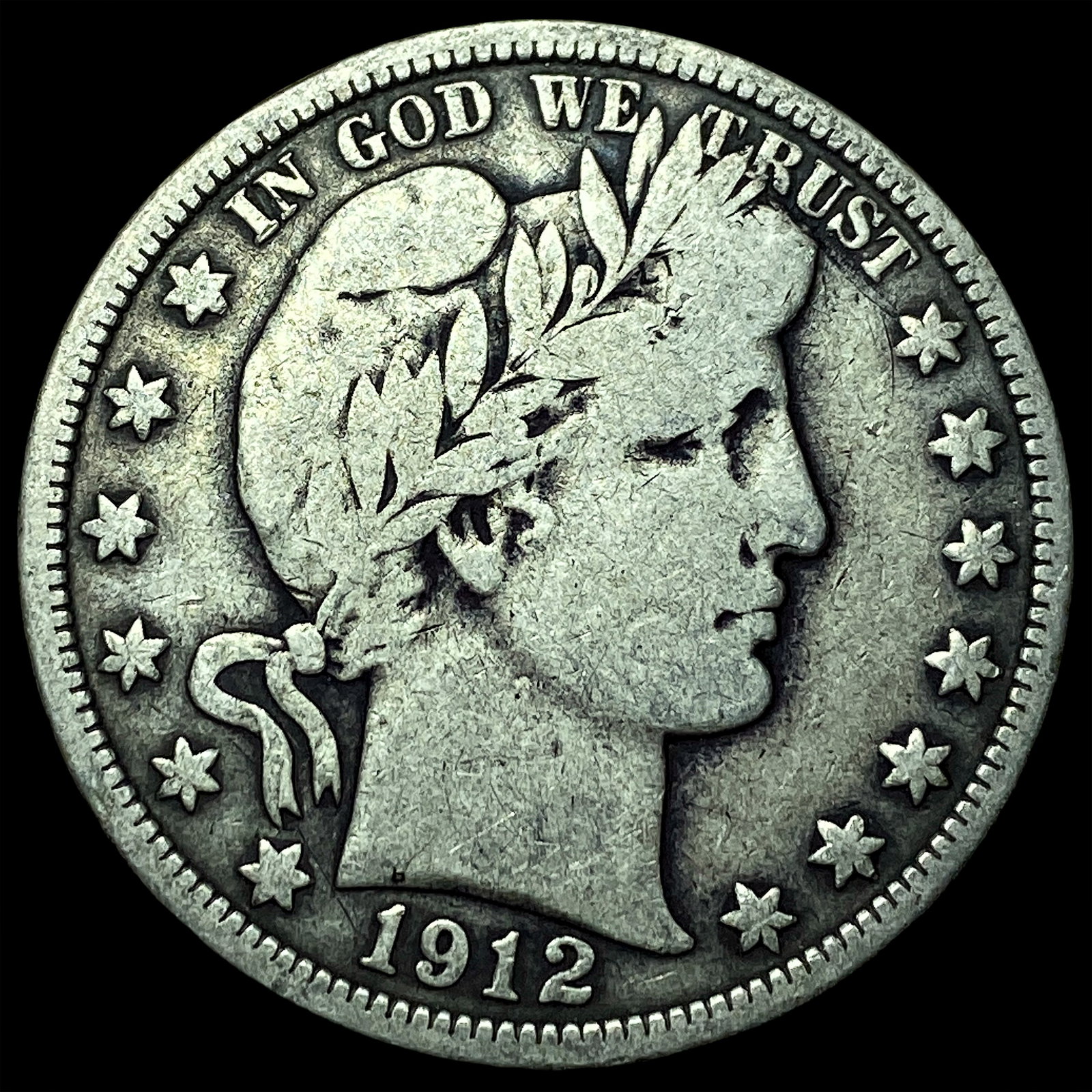 1912 Silver Barber Half Dollar LIGHTLY CIRCULATED: 1912 Silver Barber Half Dollar LIGHTLY CIRCULATED