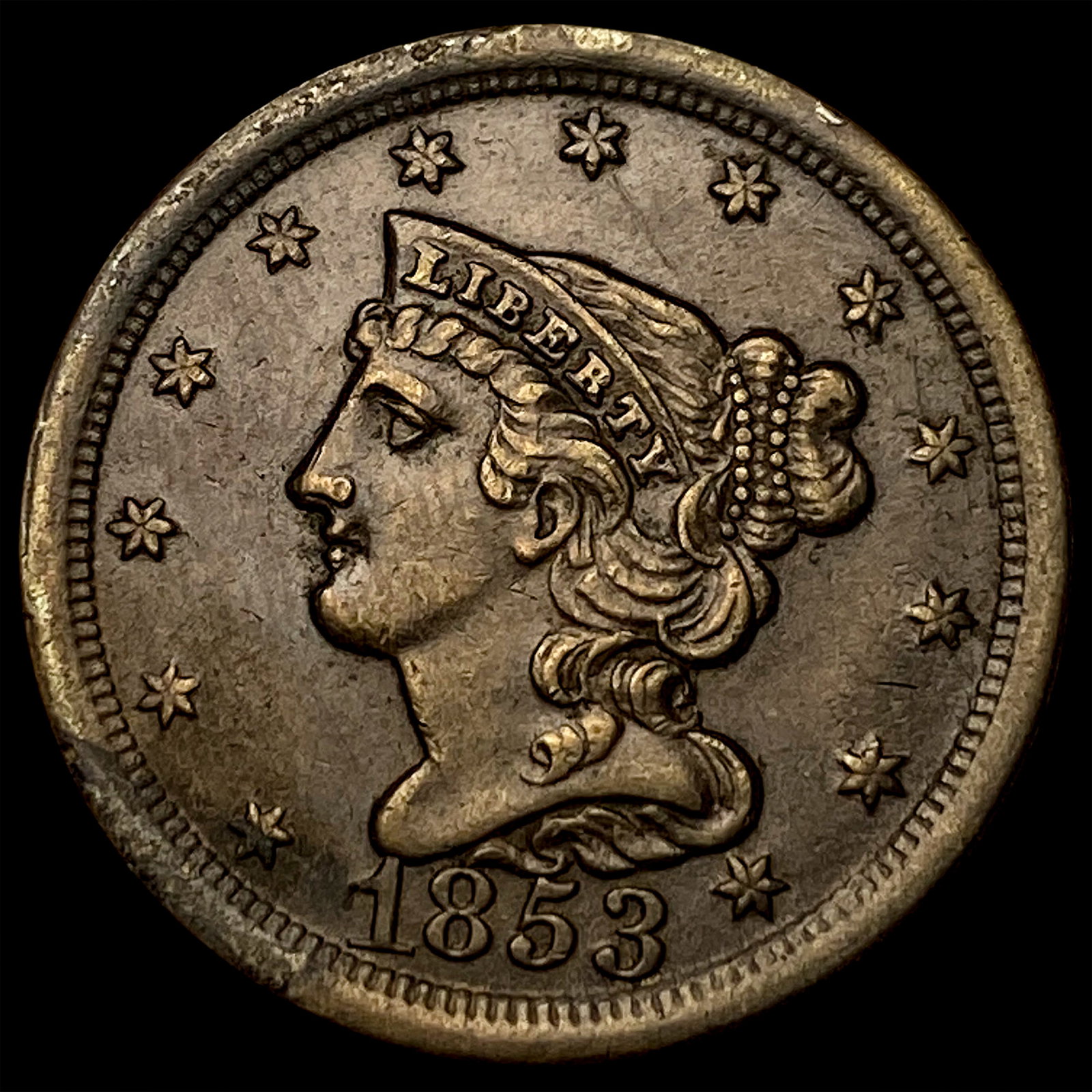 1853 Braided Hair Half Cent UNCIRCULATED: 1853 Braided Hair Half Cent UNCIRCULATED