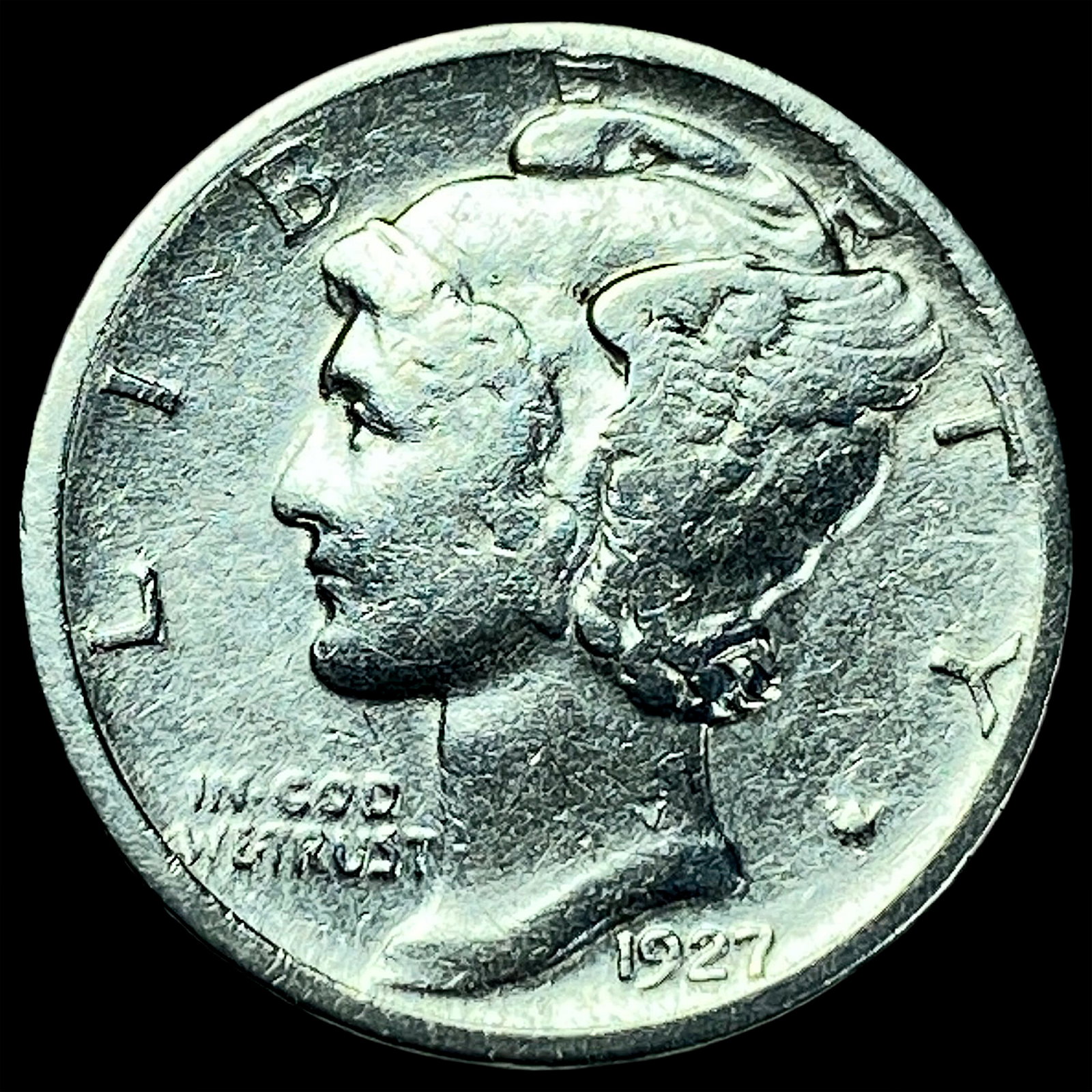 1927-D Silver Mercury Dime CLOSELY UNCIRCULATED: 1927-D Silver Mercury Dime CLOSELY UNCIRCULATED