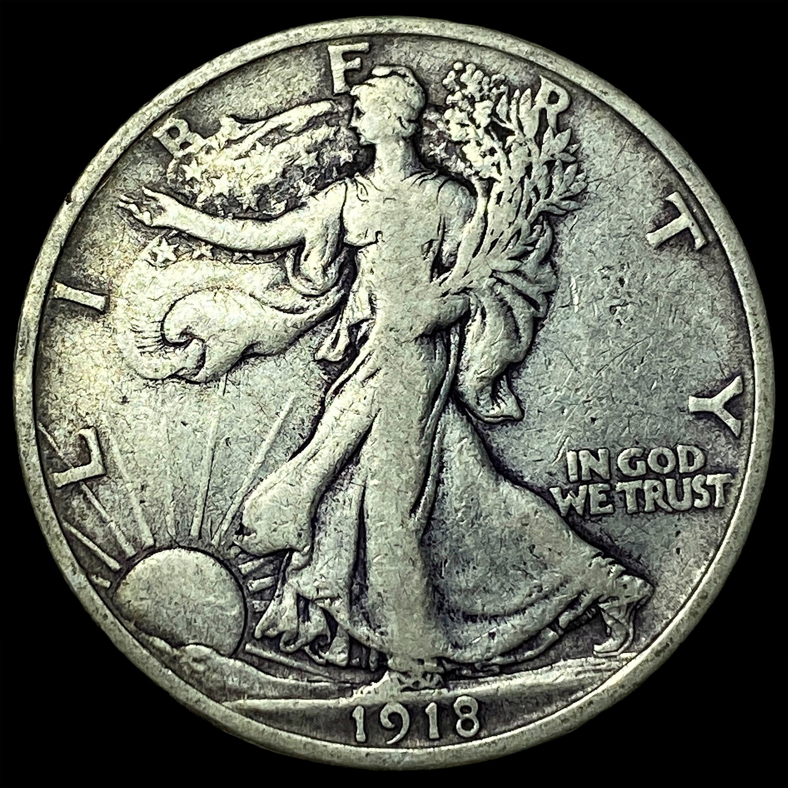1918 Walking Liberty Half Dollar NEARLY UNCIRCULATED: 1918 Walking Liberty Half Dollar NEARLY UNCIRCULATED