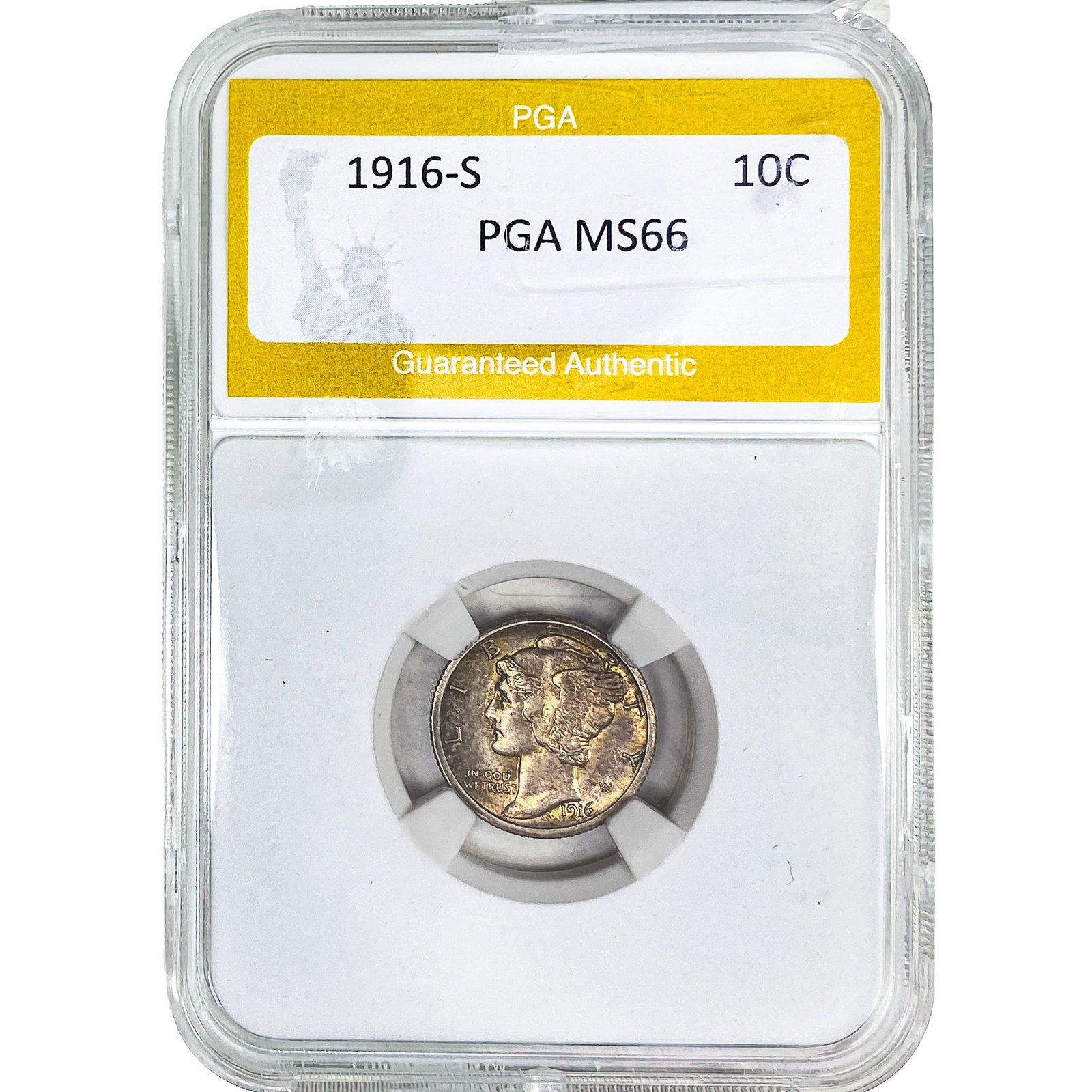 1916-S Mercury Silver Dime PGA MS66: 1916-S Mercury Silver Dime PGA MS66