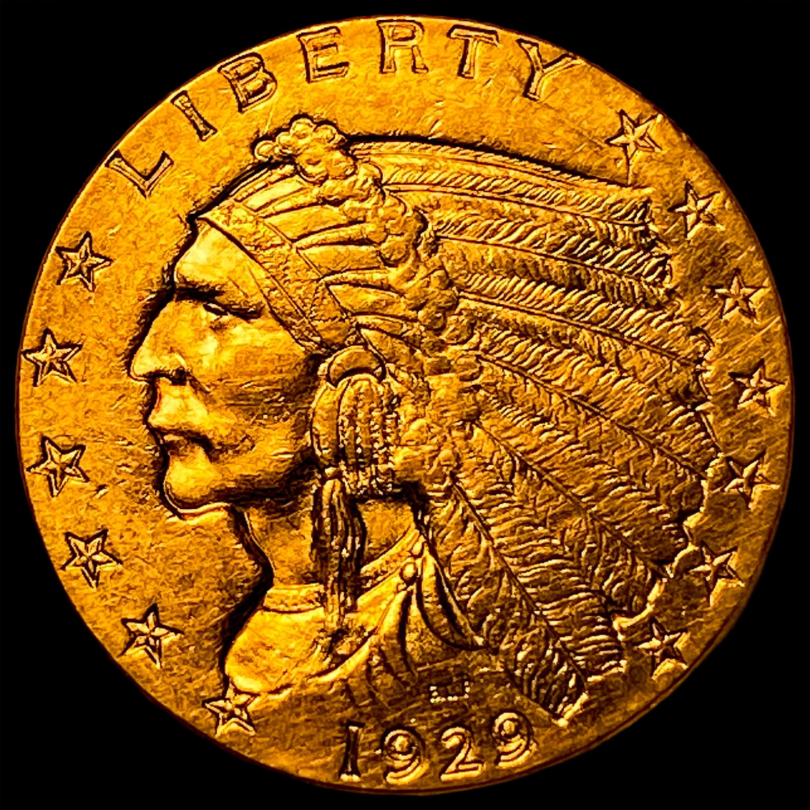 1929 Indian Head Gold $2.5 Quarter Eagle UNCIRCULATED: 1929 Indian Head Gold $2.5 Quarter Eagle UNCIRCULATED