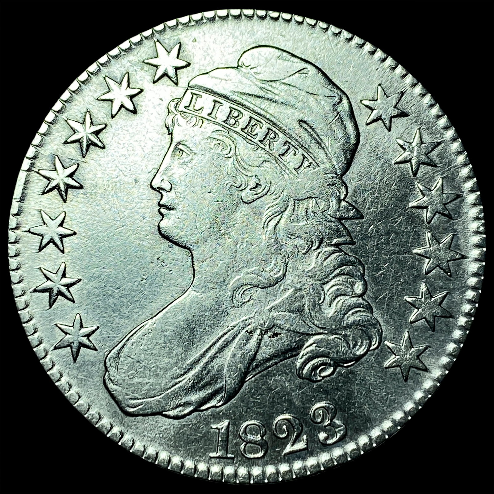 1823 Capped Bust Half Dollar CLOSELY UNCIRCULATED: 1823 Capped Bust Half Dollar CLOSELY UNCIRCULATED